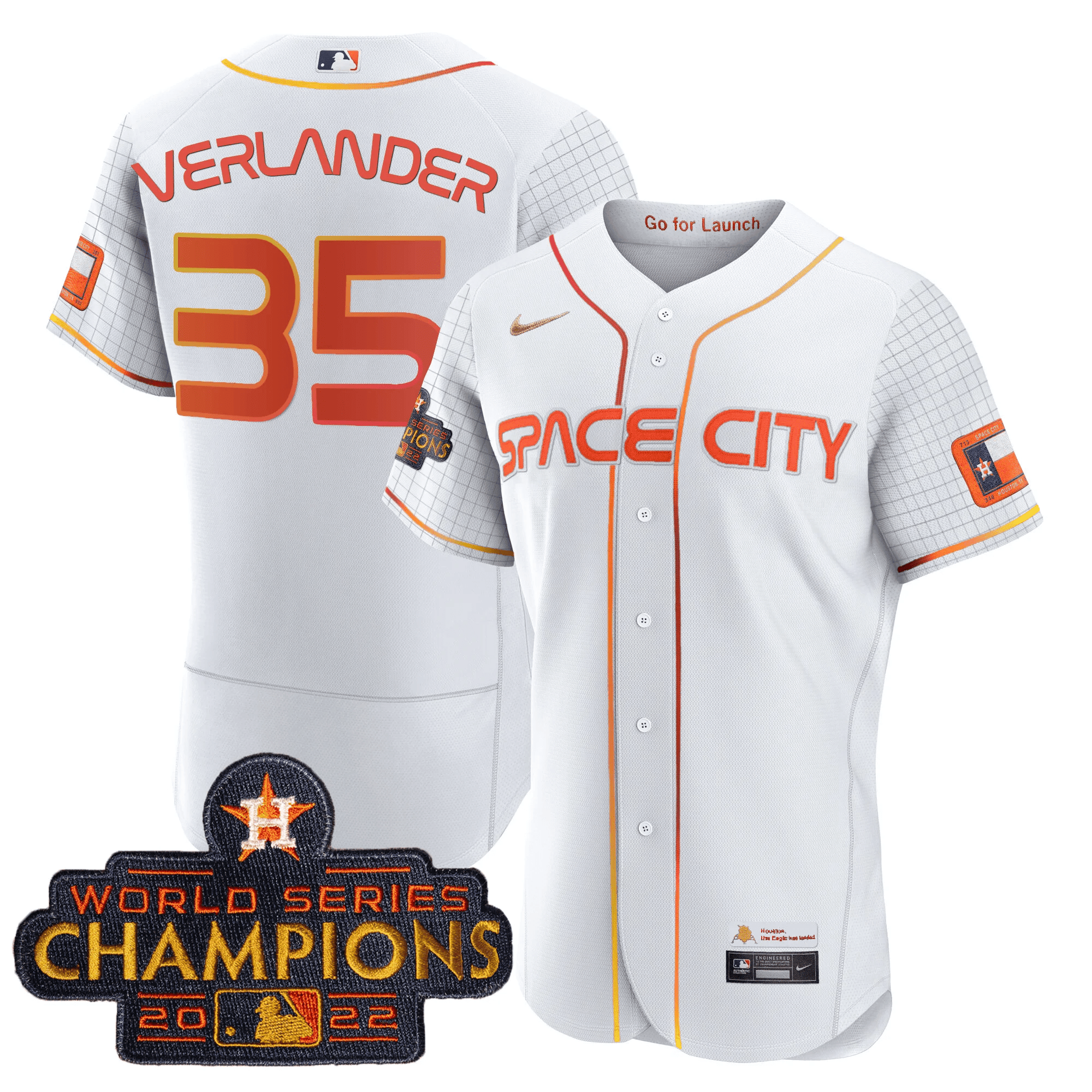 Youth's Justin Verlander Houston Astros 2023 Space City Champions Flex White Jersey Ã± All Stitched