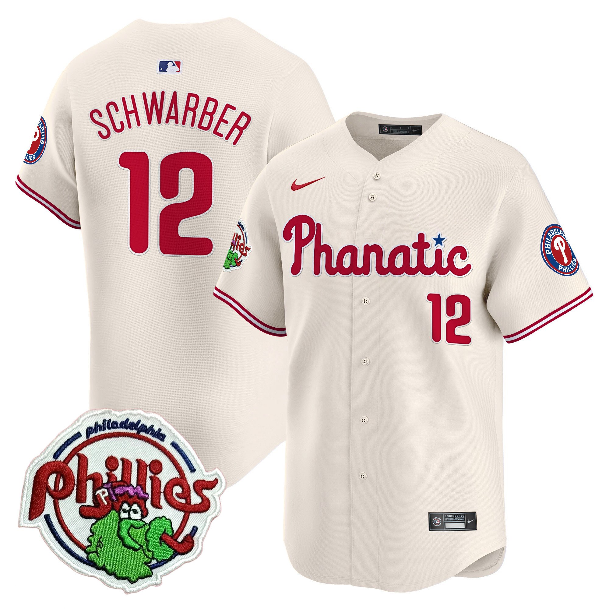 Youth's Kyle Schwarber Philadelphia Phillies Phanatic Patch Vapor Premier Limited Cream Jersey - All Stitched
