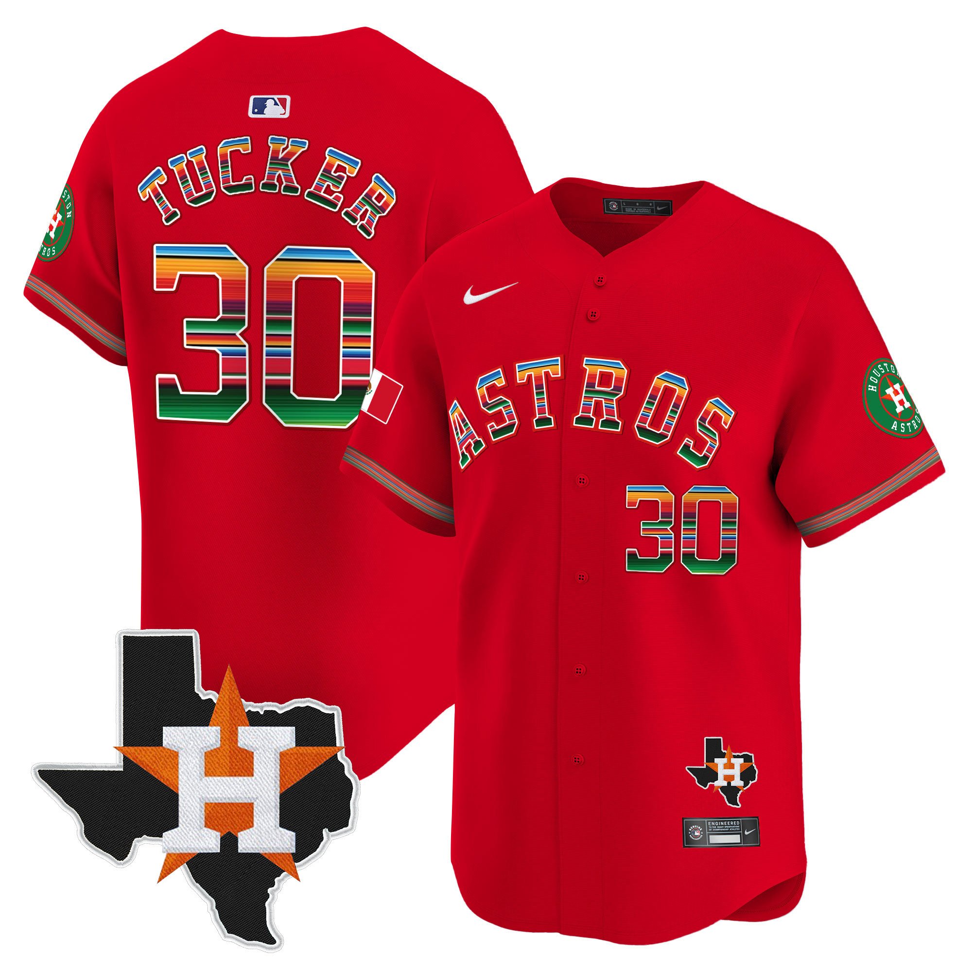 Youth's Kyle Tucker Houston Astros Mexico Texas Patch Vapor Premier Limited Red Jersey - All Stitched