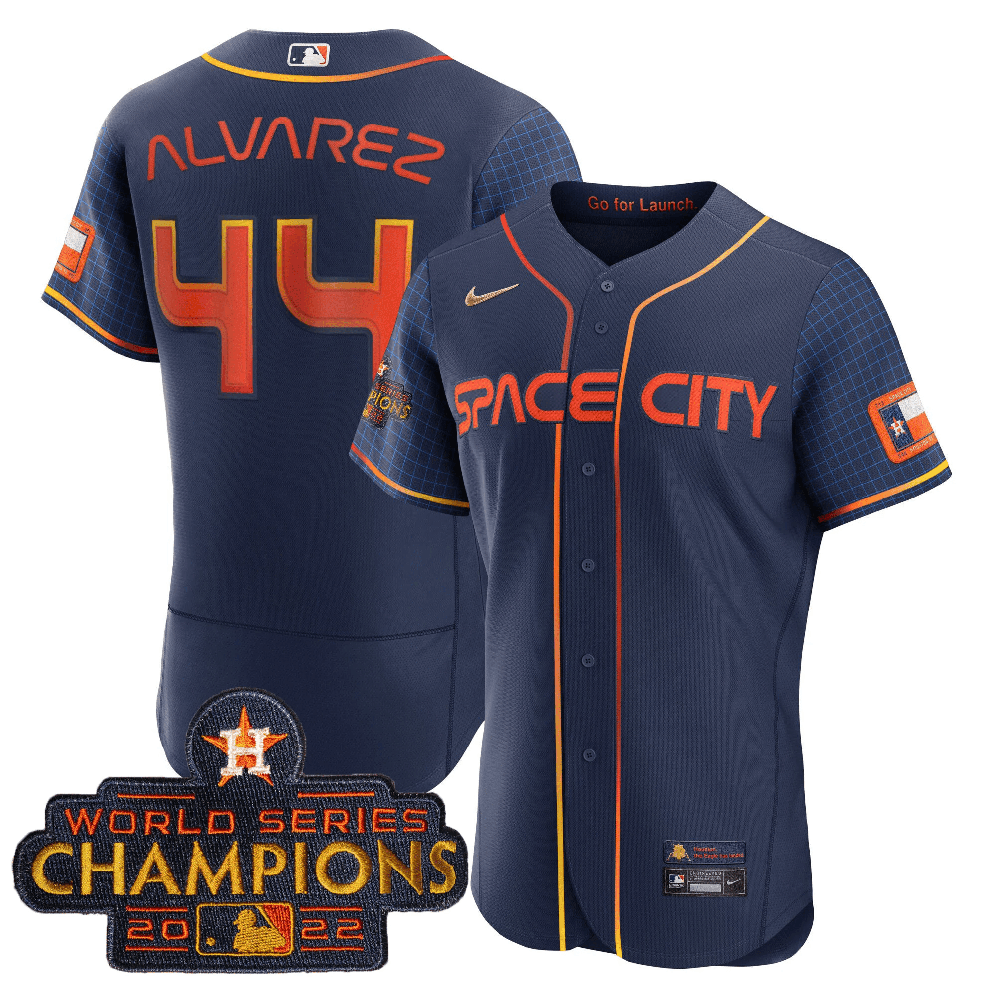Youth's Yordan Â¡lvarez Houston Astros 2023 Space City Champions Flex Navy Jersey Ã± All Stitched