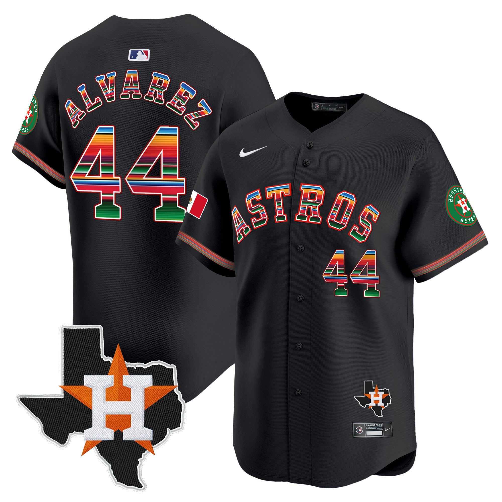 Youth's Yordan Â¡lvarez Houston Astros Mexico Texas Patch Vapor Premier Limited Black Jersey - All Stitched