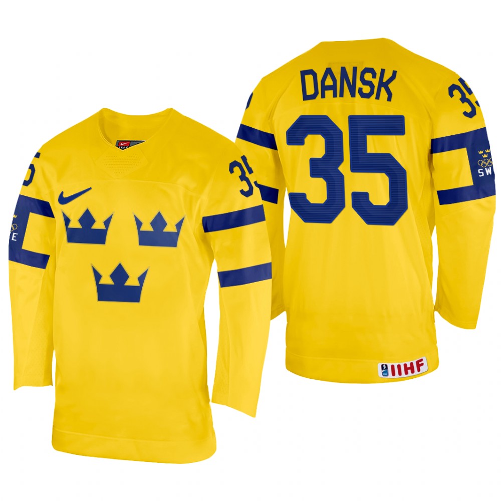 Oscar Dansk Sweden Yellow Home Jersey 2022 IIHF World Championship