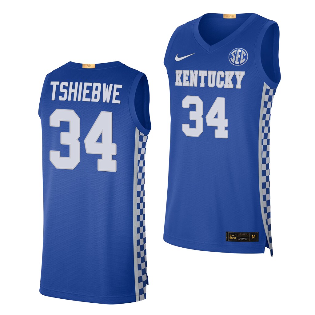 Oscar Tshiebwe #34 Kentucky Wildcats 2021-22 College Royal Jersey
