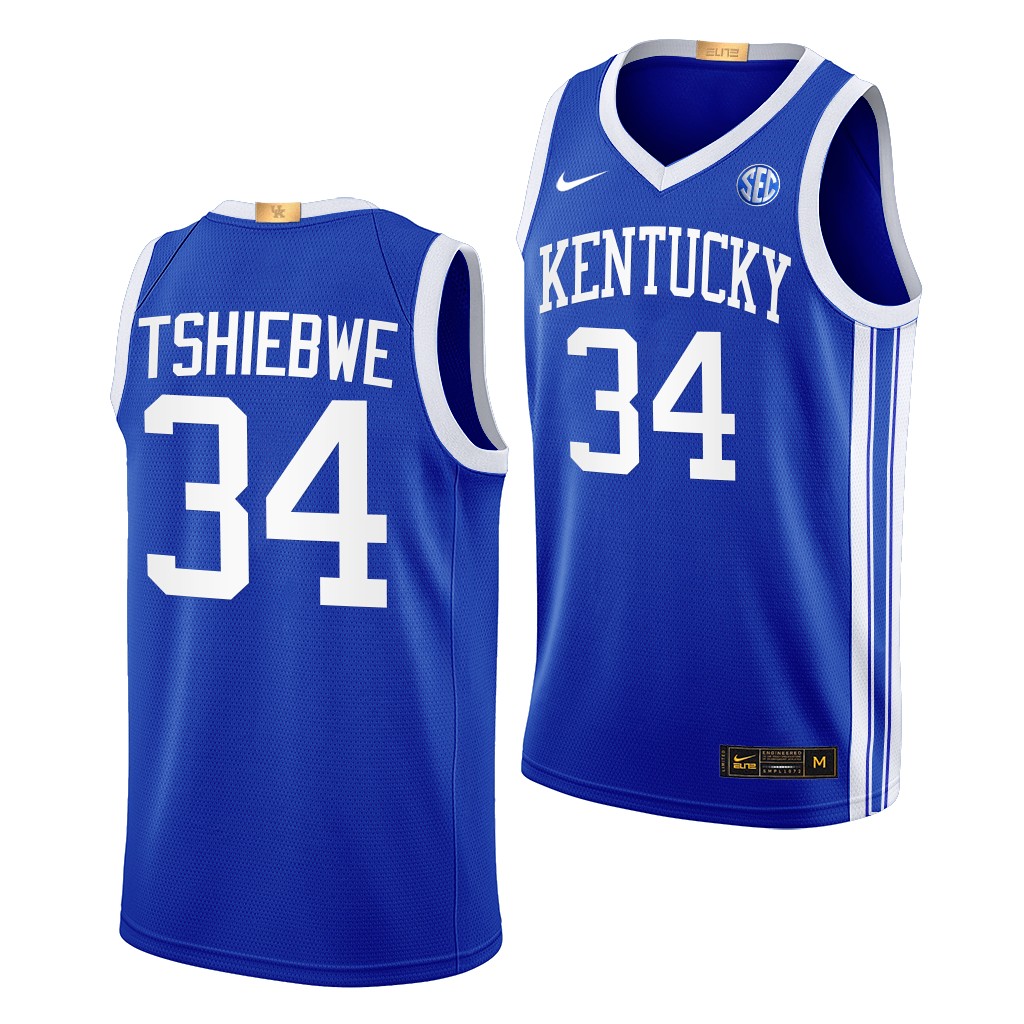 Oscar Tshiebwe Kentucky Wildcats #34 Blue Away Jersey 2022-23 Elite