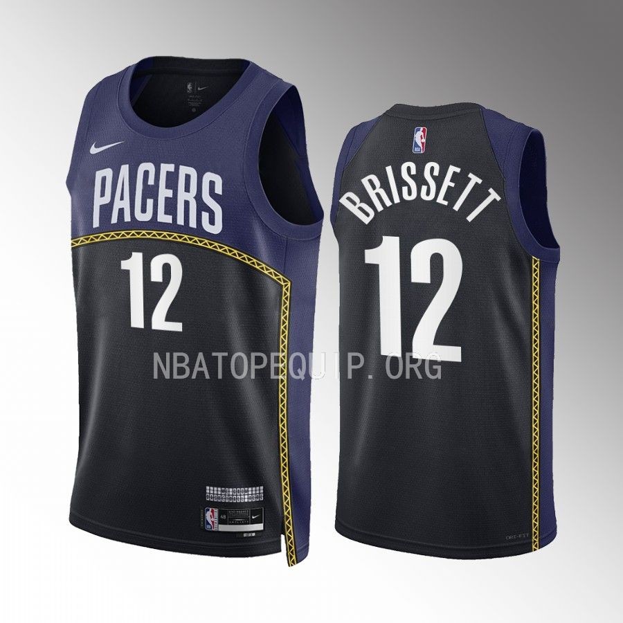 Oshae Brissett Indiana Pacers 2022-23 City Edition Black Navy #12 Jersey Swingman