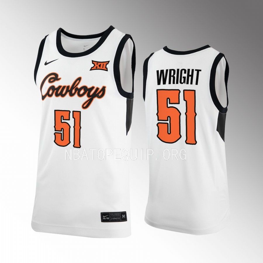 OSU Cowboys John-Michael Wright Jersey 2022-23 Classic White Uniform