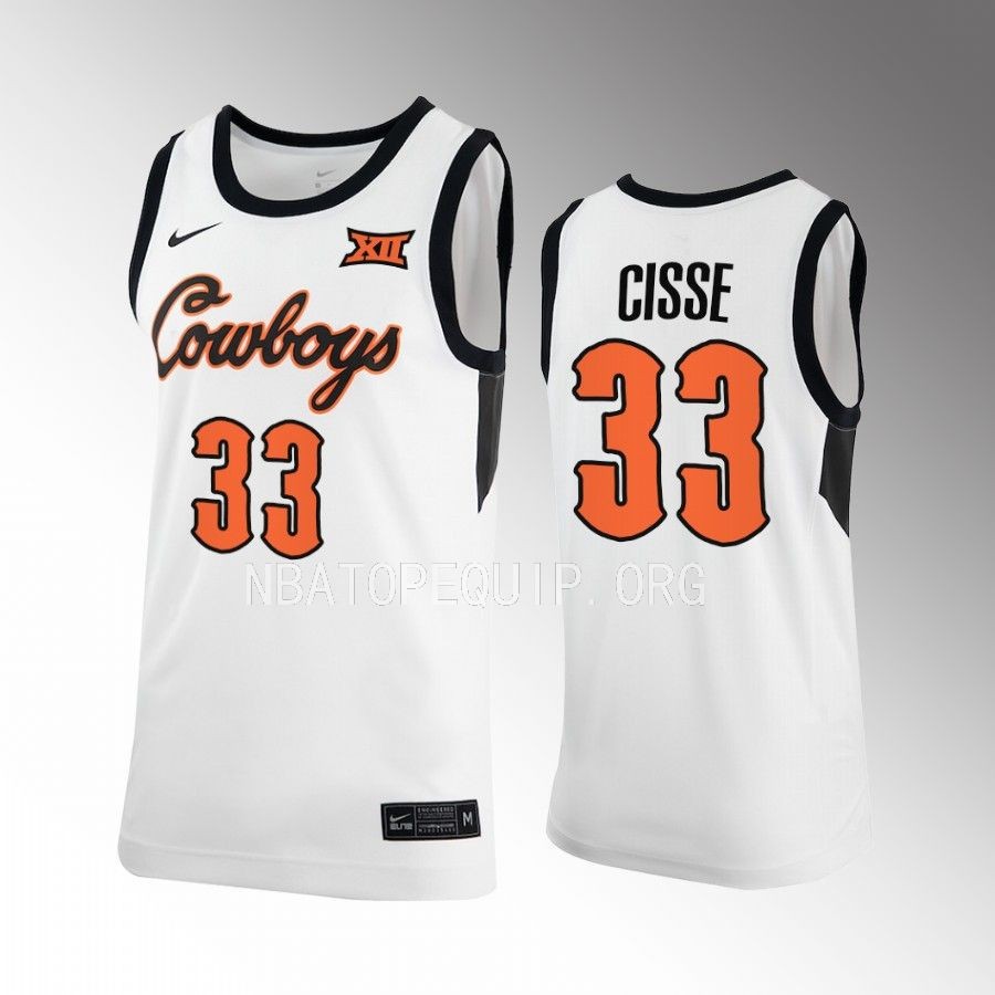 OSU Cowboys Moussa Cisse Jersey 2022-23 Classic White Uniform