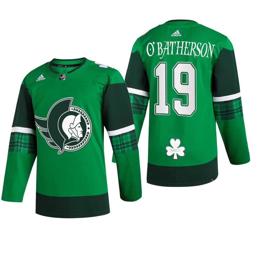 Ottawa Senators Drake Batherson #19 St. Patrick 2022 Green Jersey Warm-Up