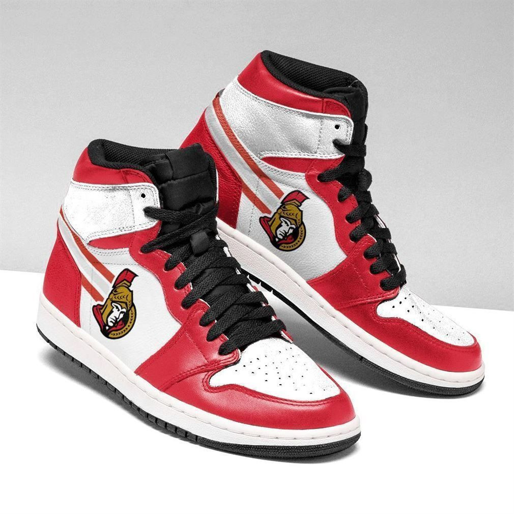 Ottawa Senators NHL Fashion Sneakers Basketball Shoes Leather High Top Air Jordan Sneaker, Air Jordan Hightop
