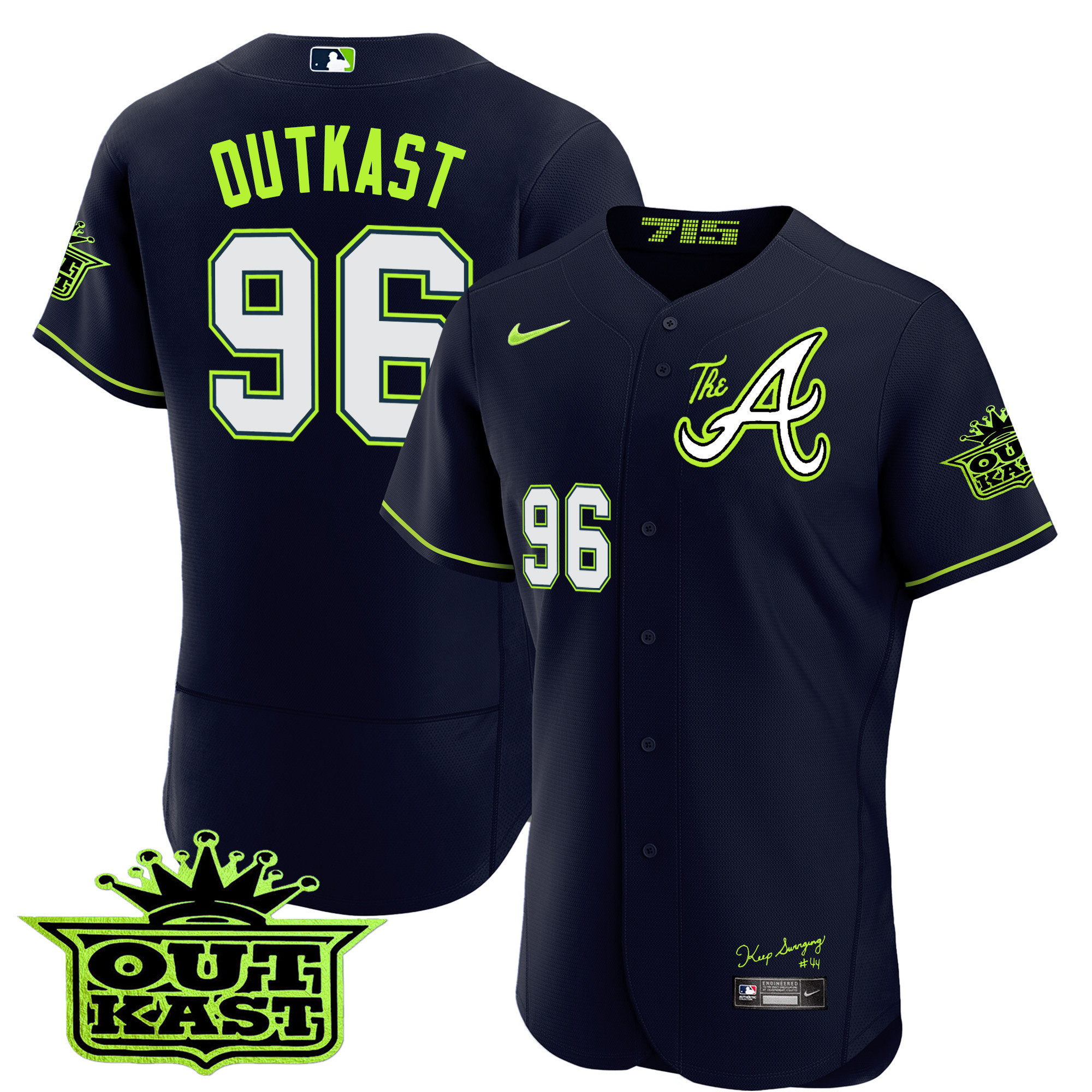 OutKast Men's Atlanta Braves Atliens The A Flex Base Jersey - All Stitched