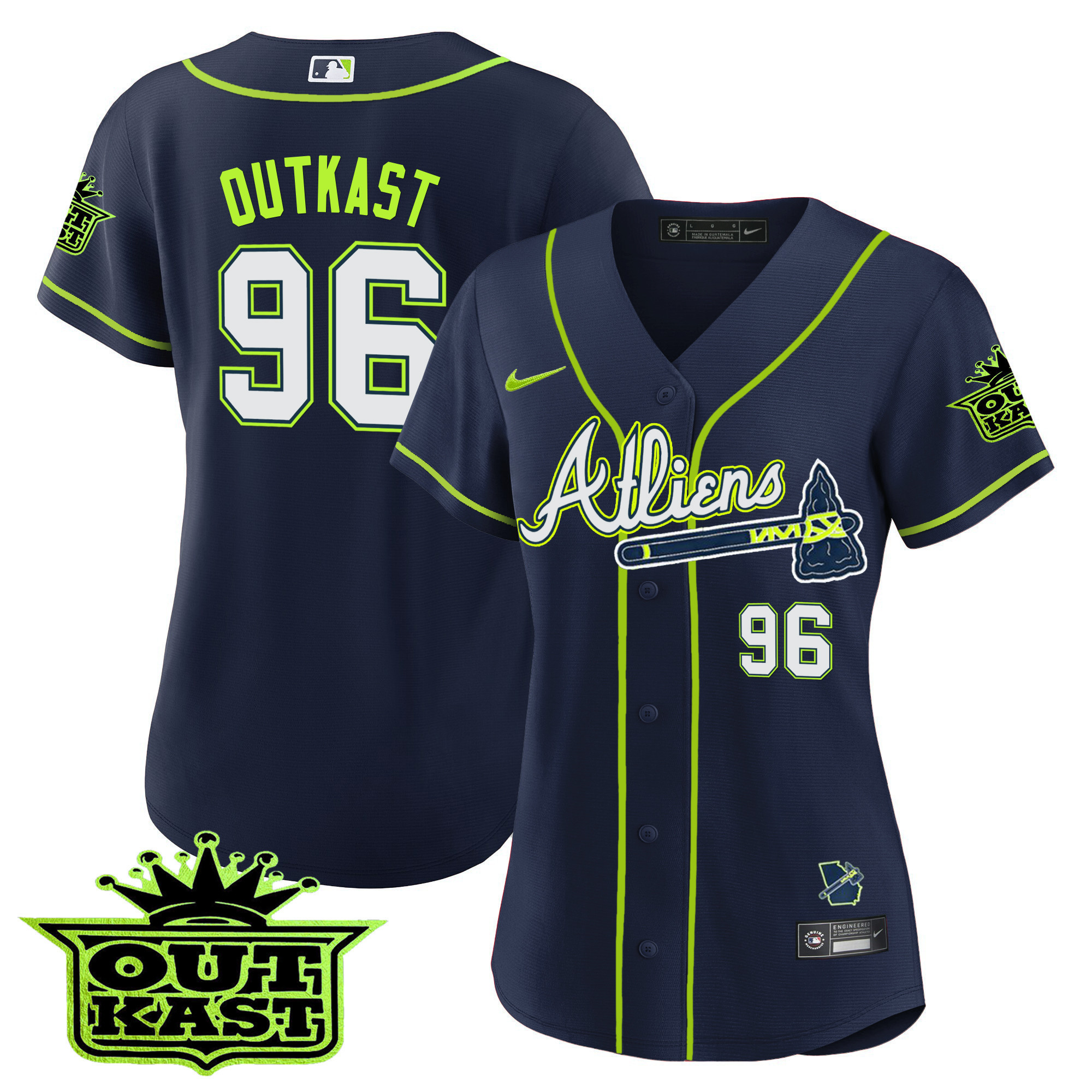 OutKast Women's Atlanta Braves Atliens Jersey - All Stitched