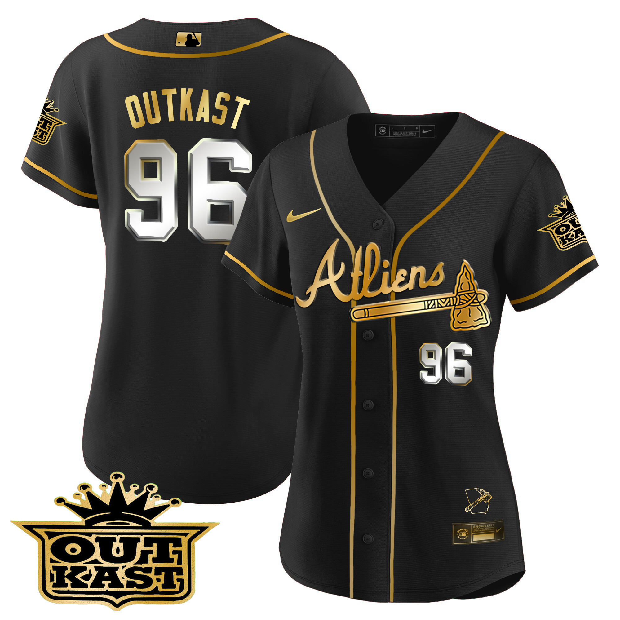 OutKast Women's Atlanta Braves Atliens V2 Black Limited Jersey - All Stitched