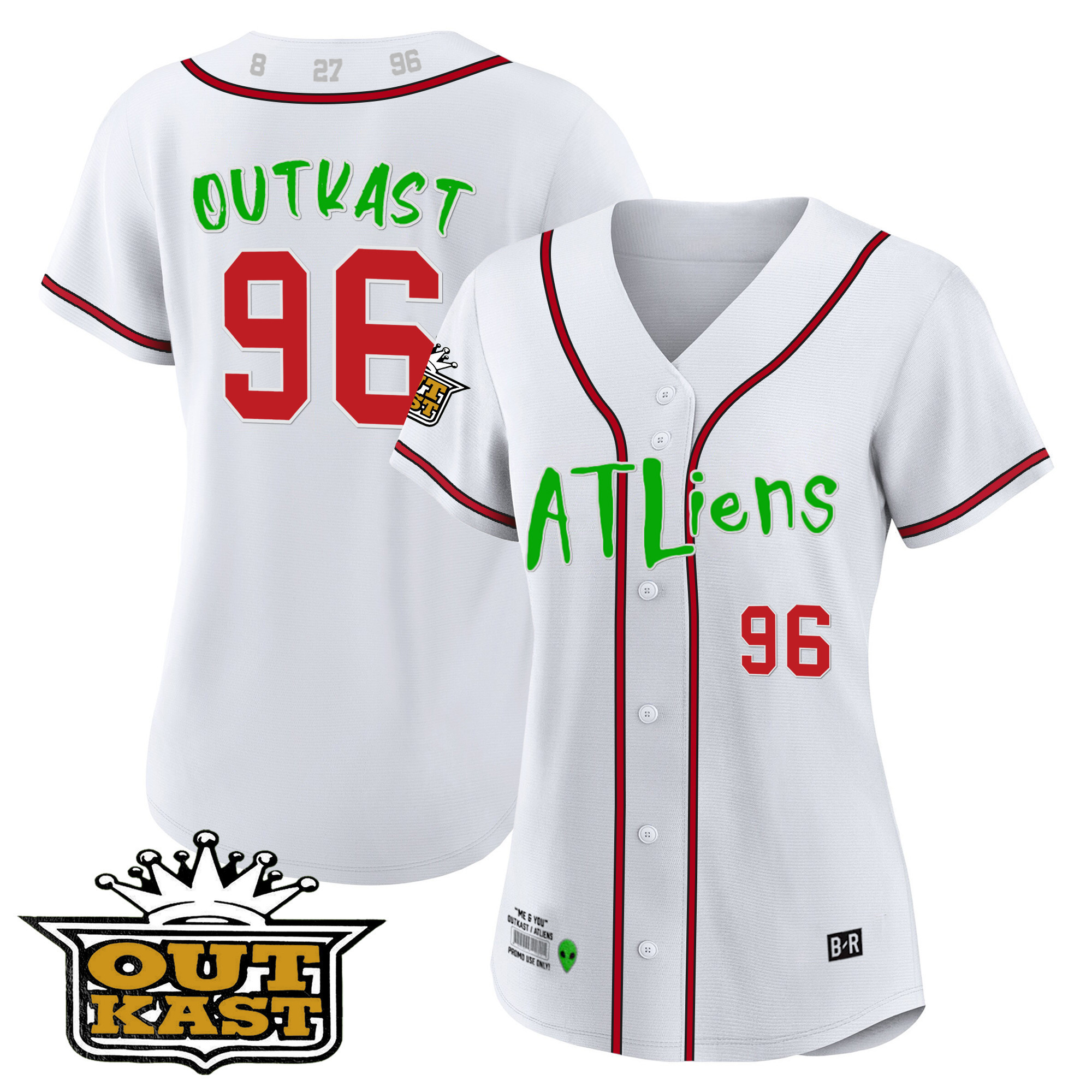 OutKast Women's Atlanta Braves Atliens White Jersey - All Stitched