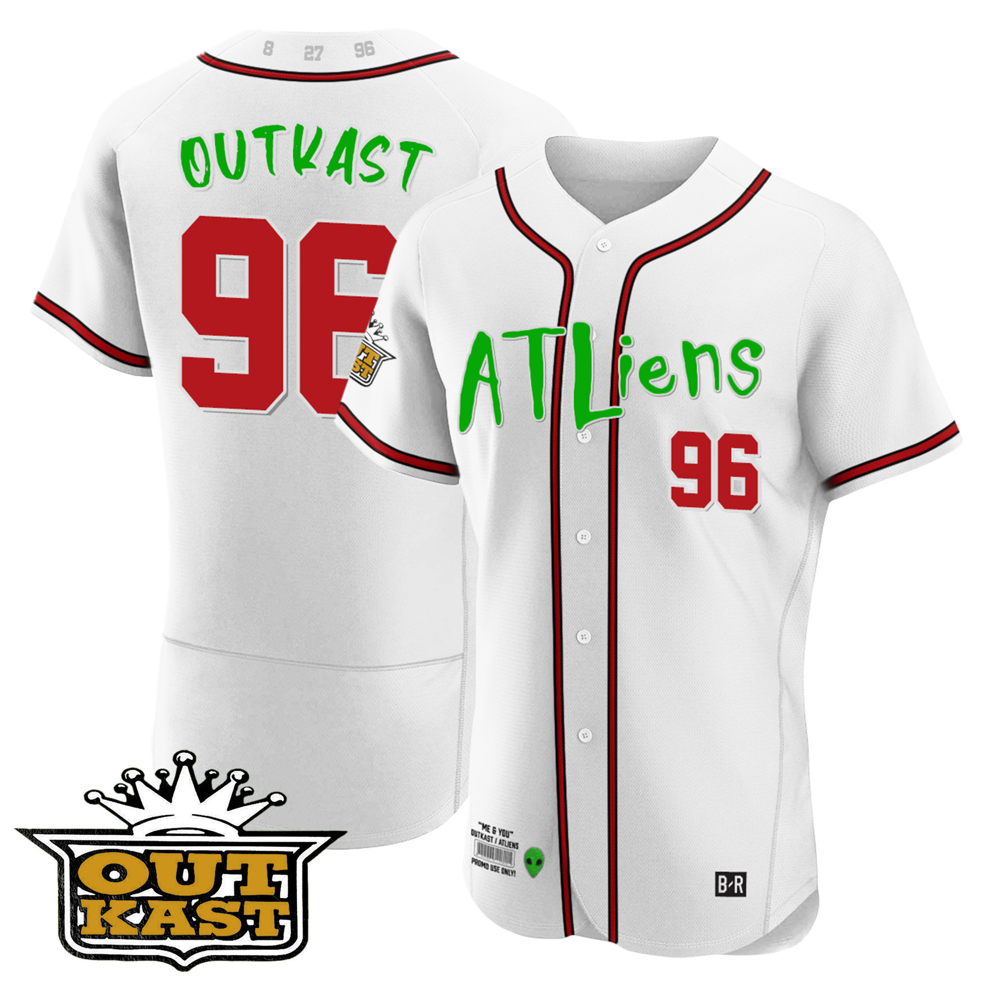 OutKast Youth's Atlanta Braves Atliens Flex Base White Jersey - All Stitched
