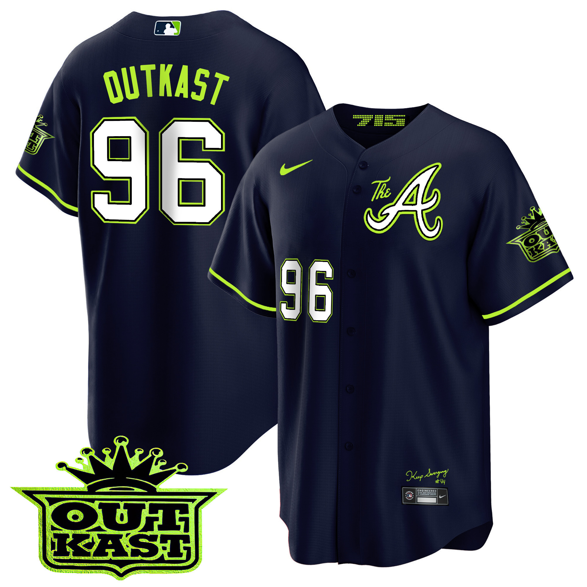 OutKast Youth's Atlanta Braves Atliens The A Cool Base Jersey - All Stitched
