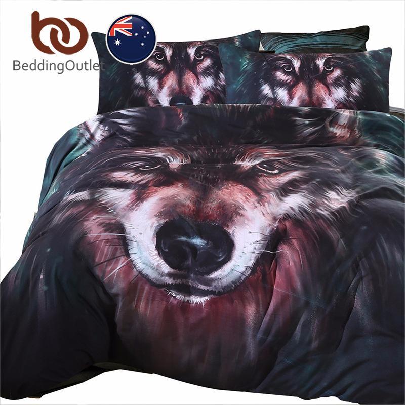 Outl Wolf Painting 3D 3D Customized Duvet Cover Bedding Set