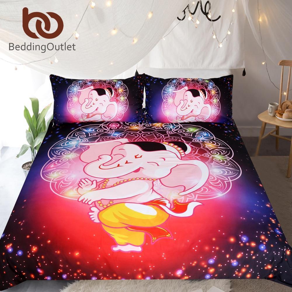 Outlet Cartoon Elephant For Kids 3-Piece Duvet Cover Bedding Set