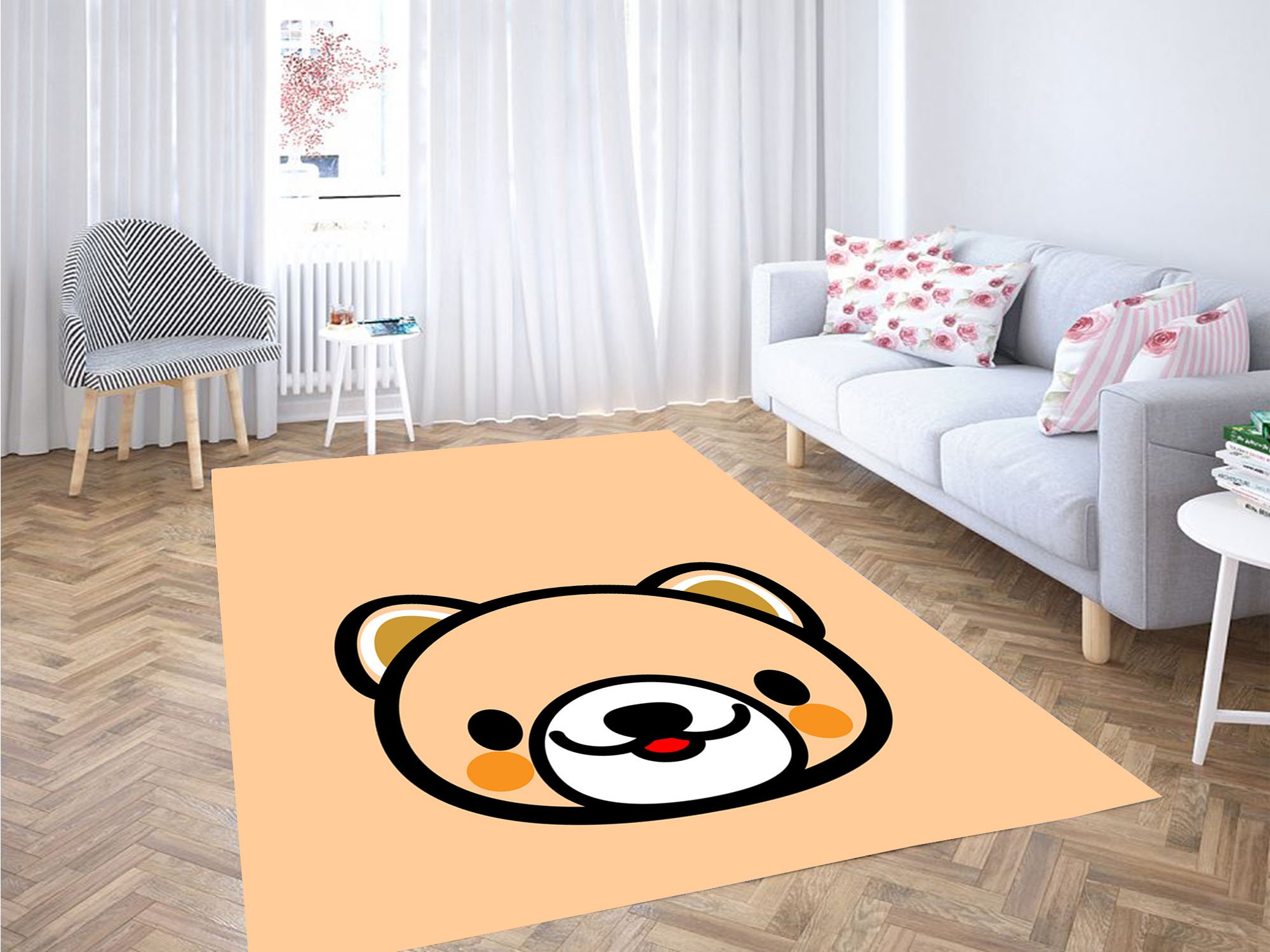 Outline Panda Art Cartoon Carpet Rectangle Rug