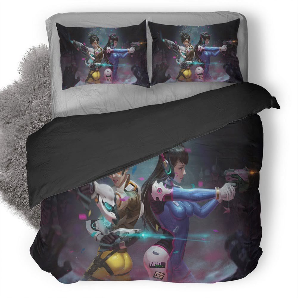 Overwatch Tracer And D.Va 3D Customized Duvet Cover Bedding Set