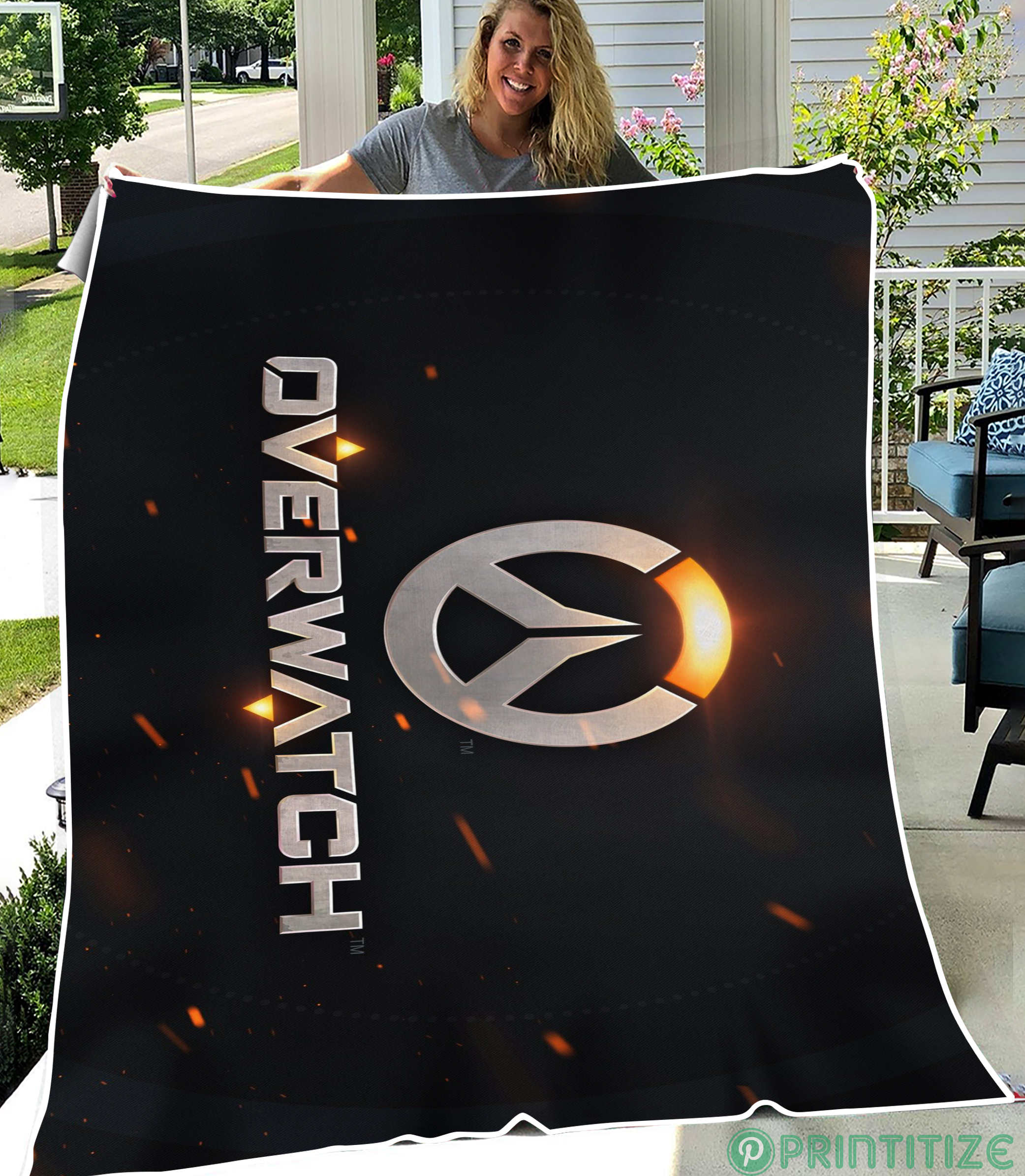 Overwatch Wallpaper Logo Fleece Blanket
