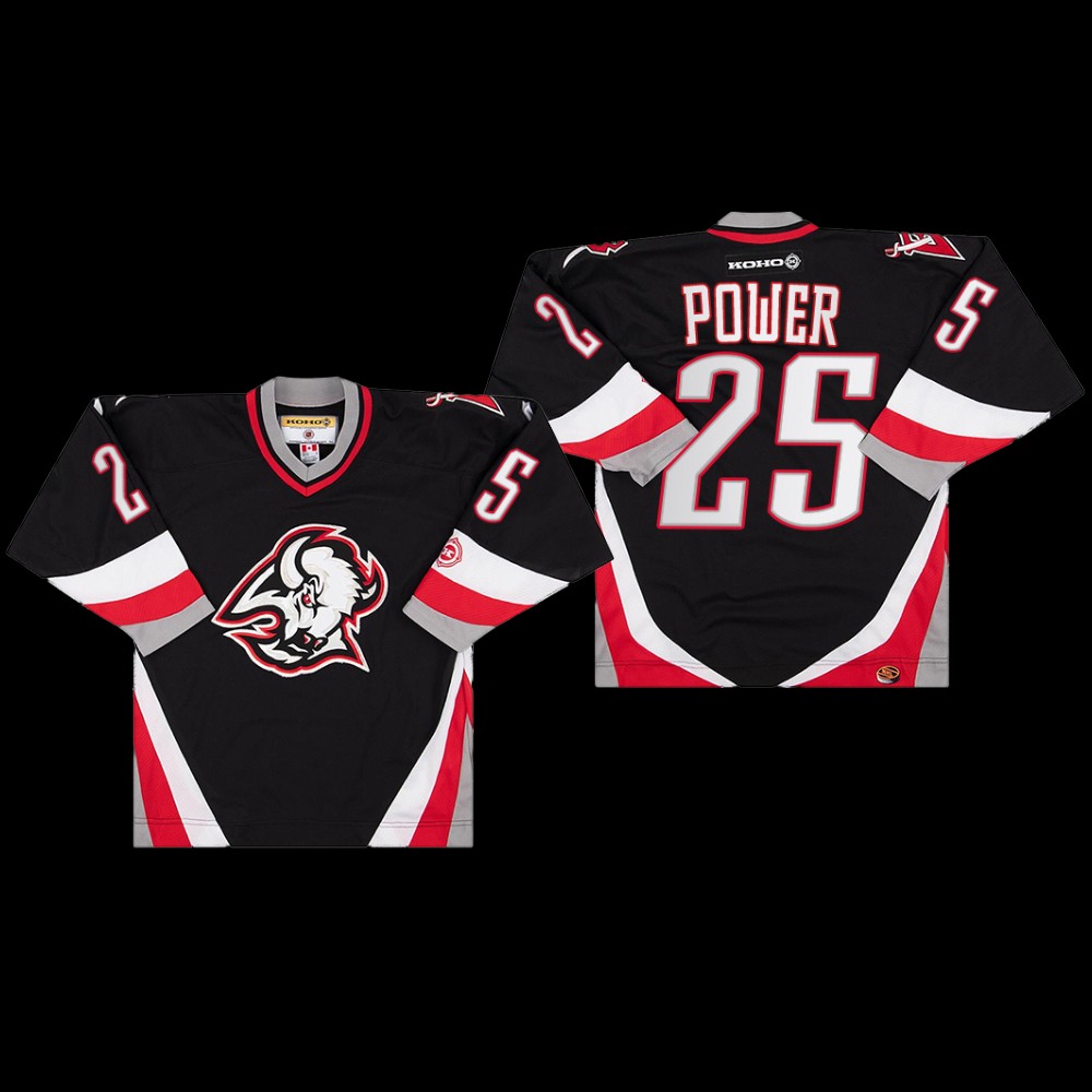 Owen Power Buffalo Sabres Primary Goathead Logo Black Throwback Jersey