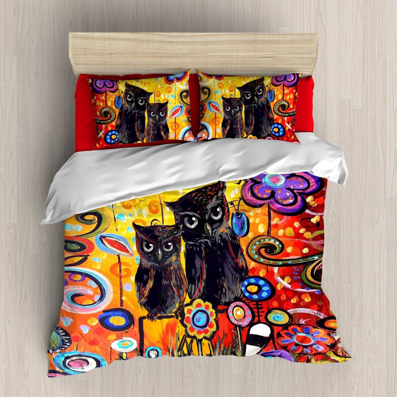 Owl Colorful Pcs/S 3D Customized Duvet Cover Bedding Set