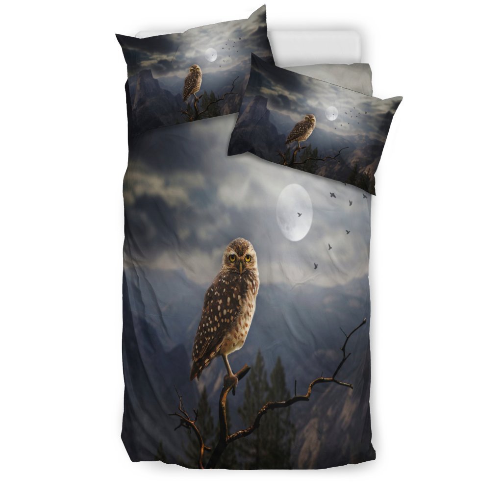 Owl Moon Night 3D Customized Duvet Cover Bedding Set