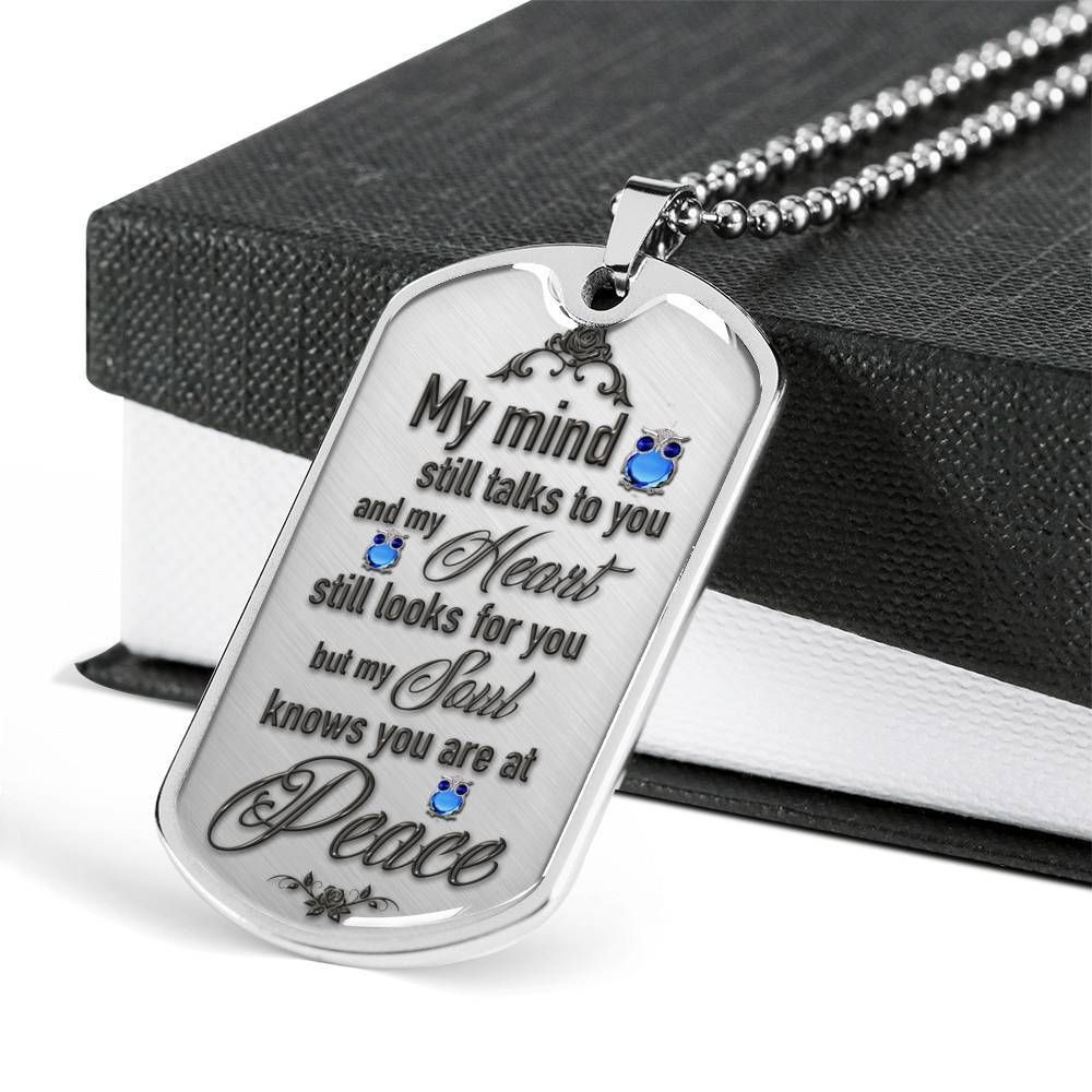 Owl My Mind Still Talks To You Luxury Dog Tag Necklace For Mom