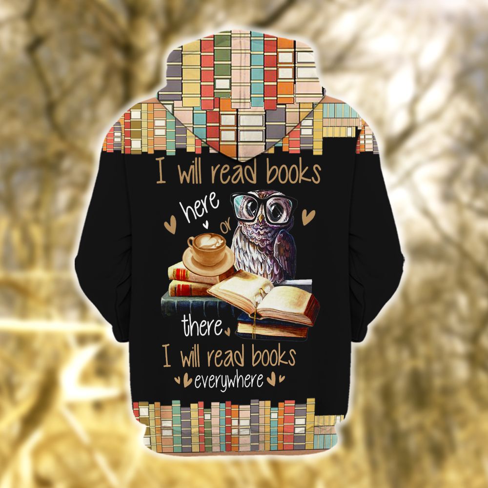 Owl Reading Book 3D Printed Sublimation Hoodie