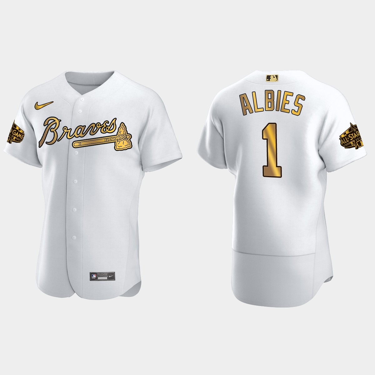 Ozzie Albies Atlanta Braves 2022 MLB All-Star Game Jersey – White Gold