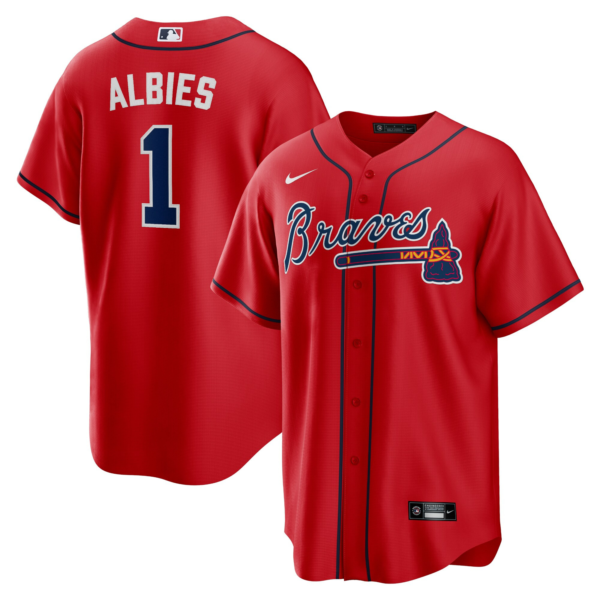 Ozzie Albies Atlanta Braves Red Cool Base Jersey - All Stitched