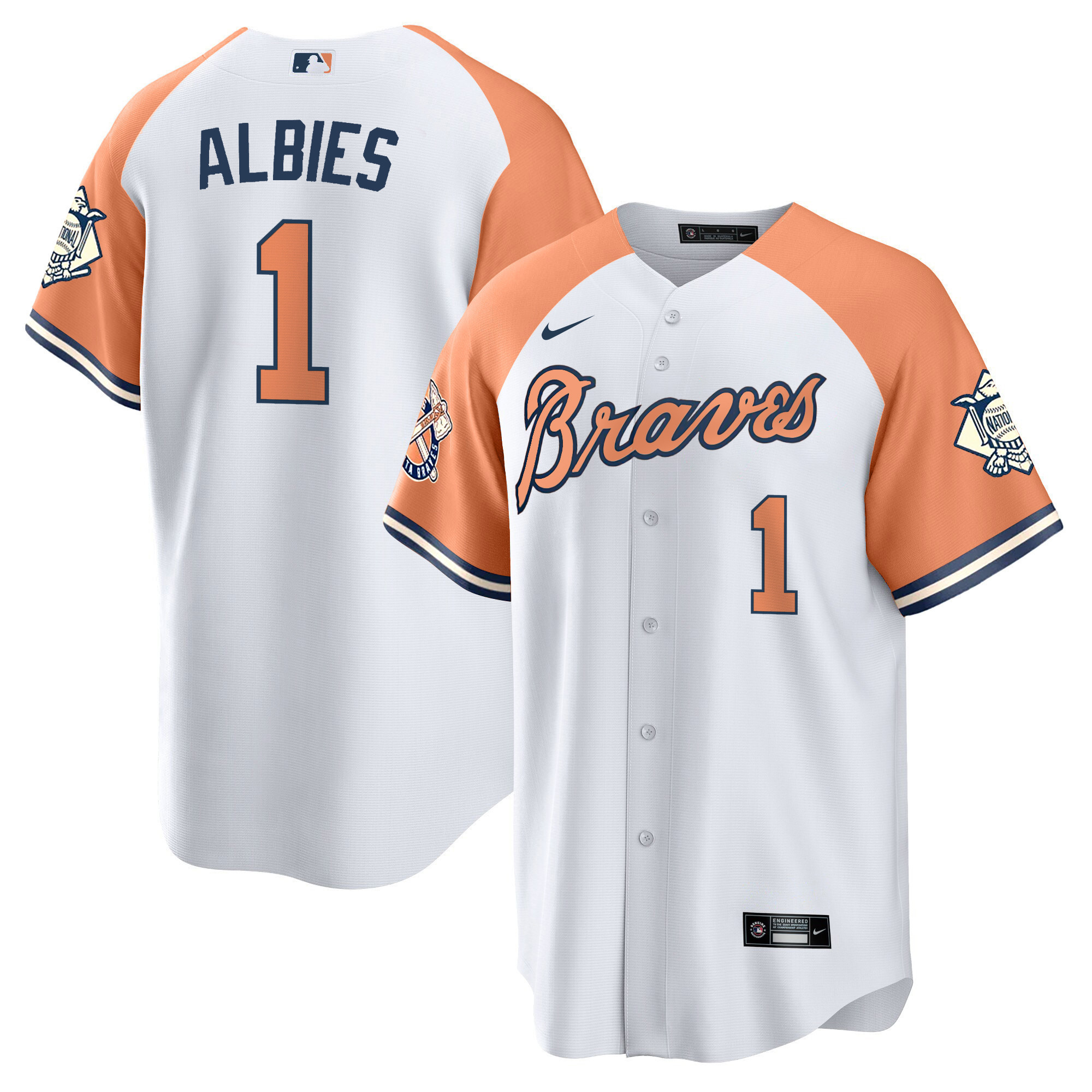 Ozzie Albies Men's Atlanta Braves Peaches n' Cream Alternate Jersey - All Stitched