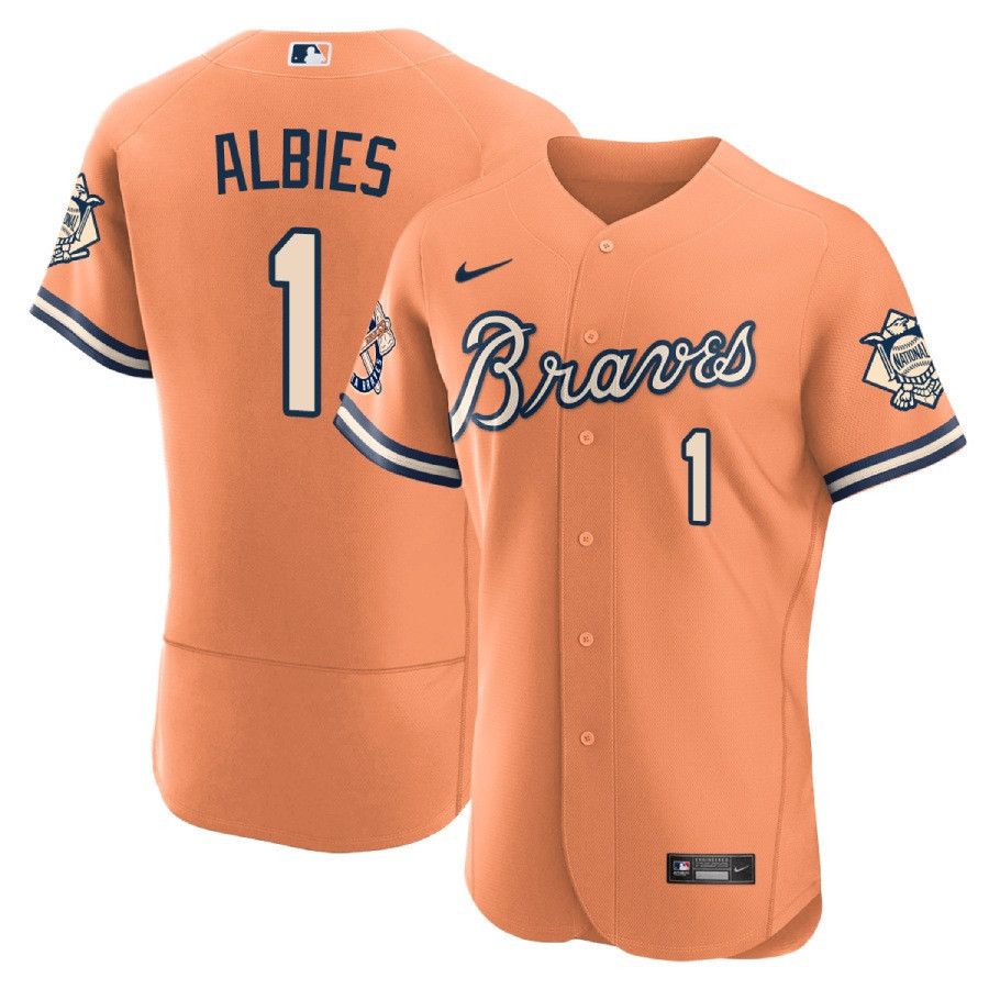 Ozzie Albies Men's Atlanta Braves Peaches n' Cream Flex Cream Jersey - All Stitched
