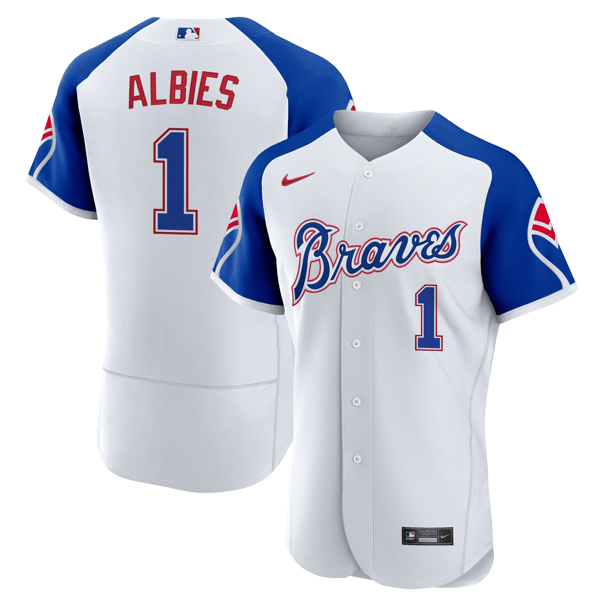 Ozzie Albies Men's Atlanta Braves Throwback 1974 - 1982 Flex Base 1974 Jersey - All Stitched