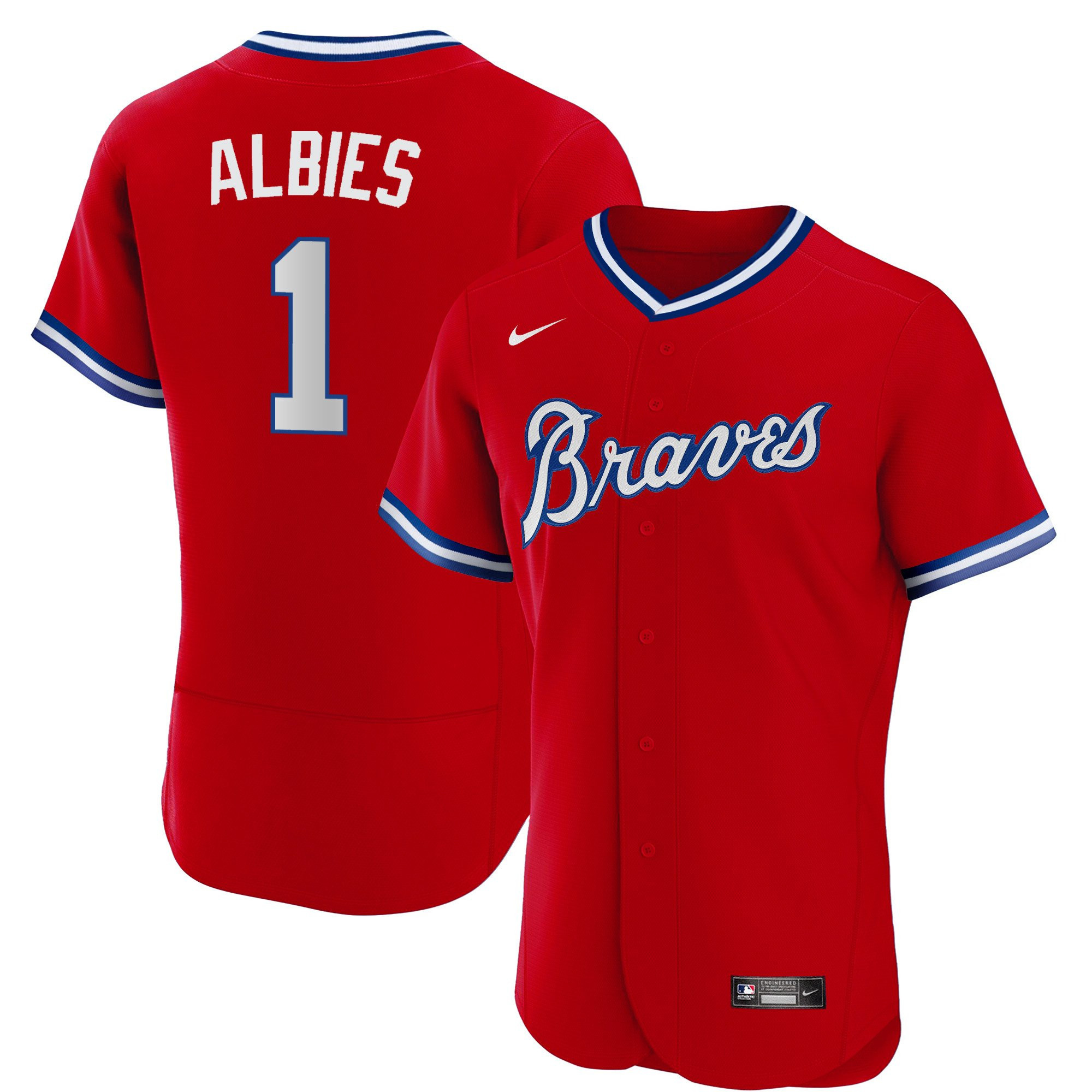 Ozzie Albies Men's Atlanta Braves Throwback 1974 - 1982 Flex Base 1980 Jersey - All Stitched
