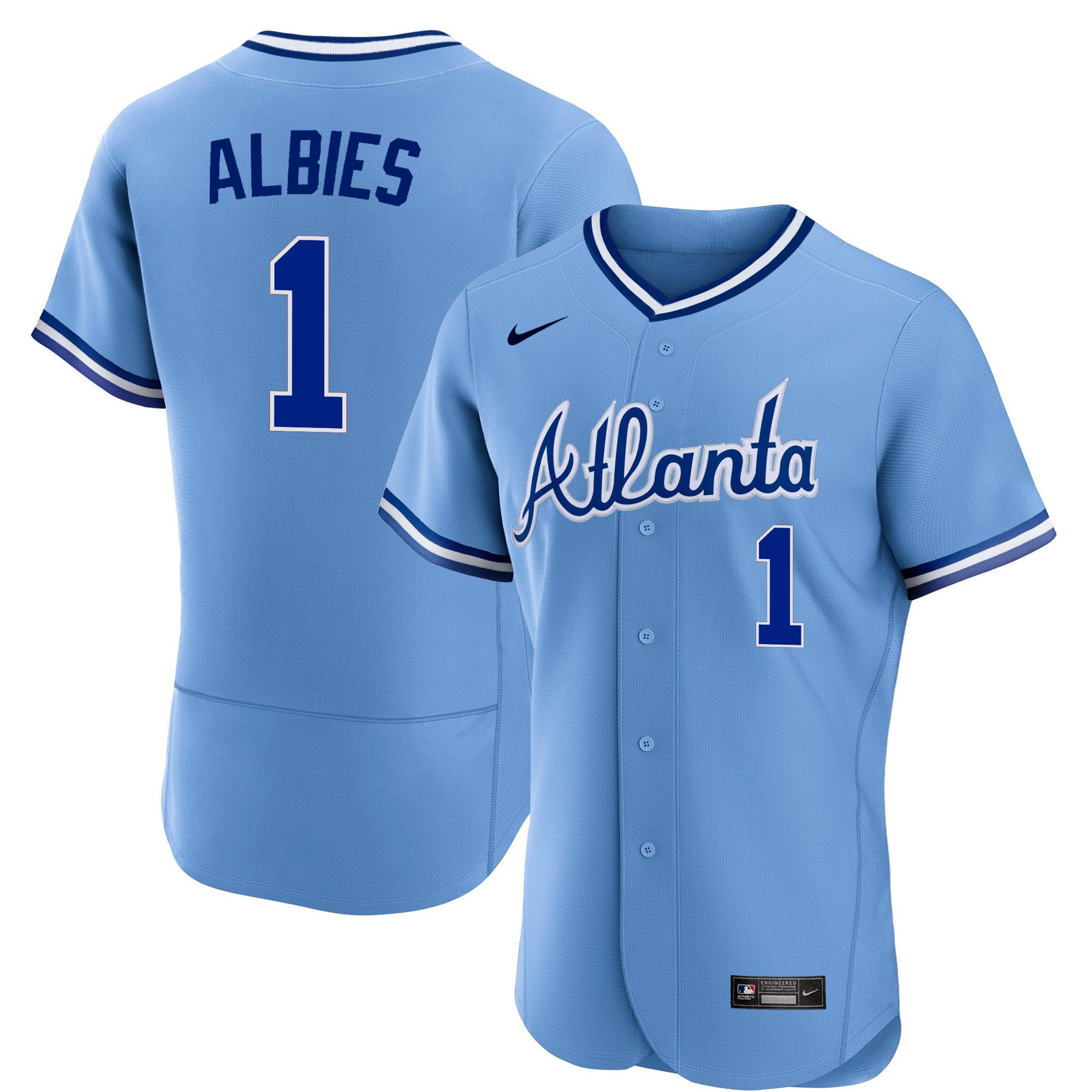 Ozzie Albies Men's Atlanta Braves Throwback 1974 - 1982 Flex Base 1982 Jersey - All Stitched