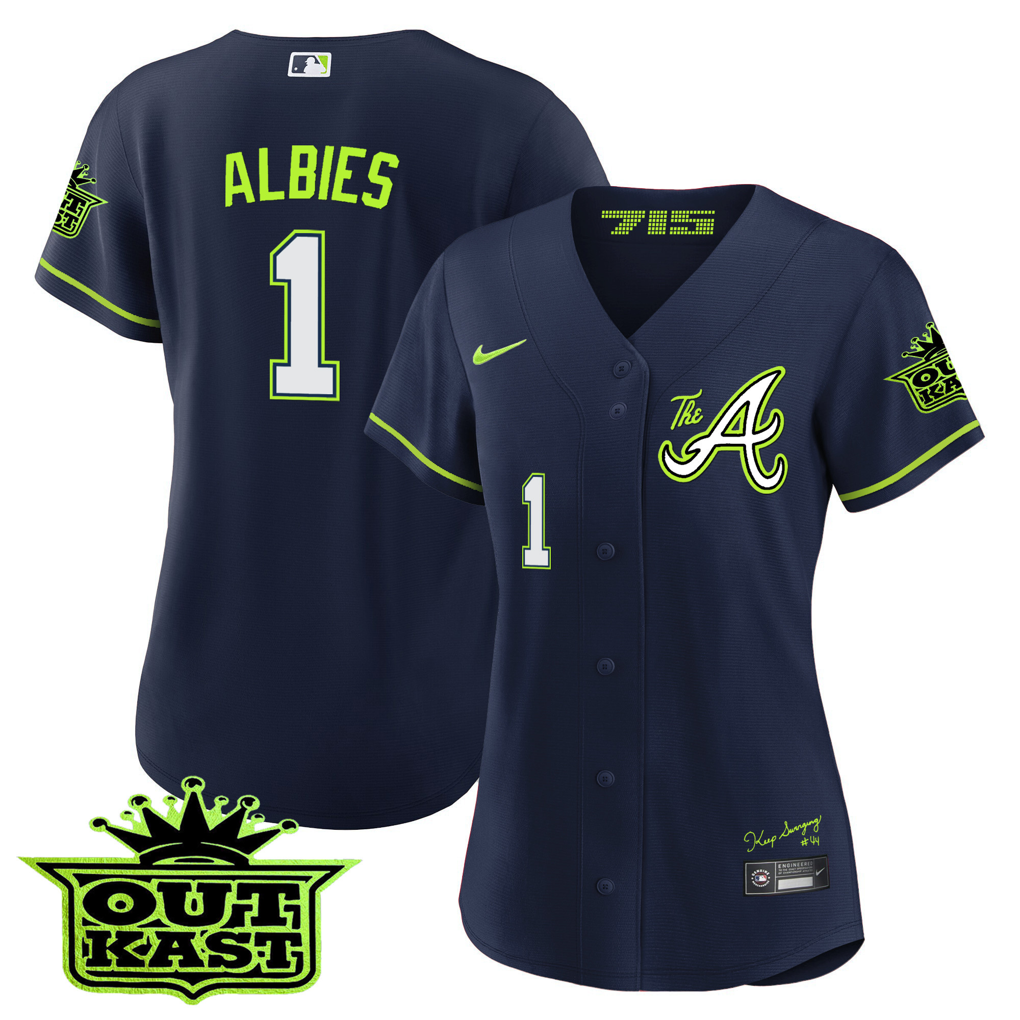 Ozzie Albies Women's Atlanta Braves Atliens The A Baseball Jersey - All Stitched