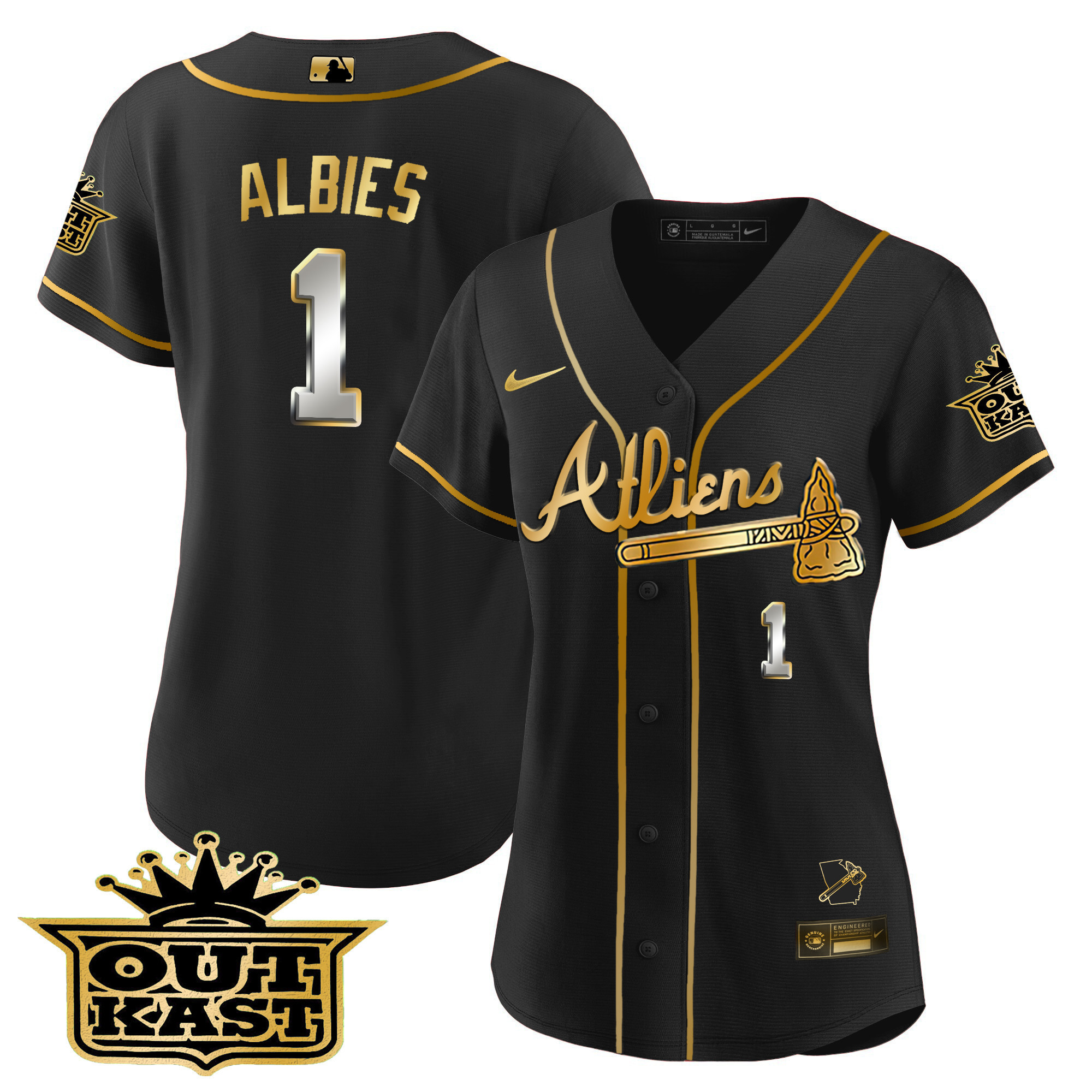 Ozzie Albies Women's Atlanta Braves Atliens V2 Black Limited Jersey - All Stitched