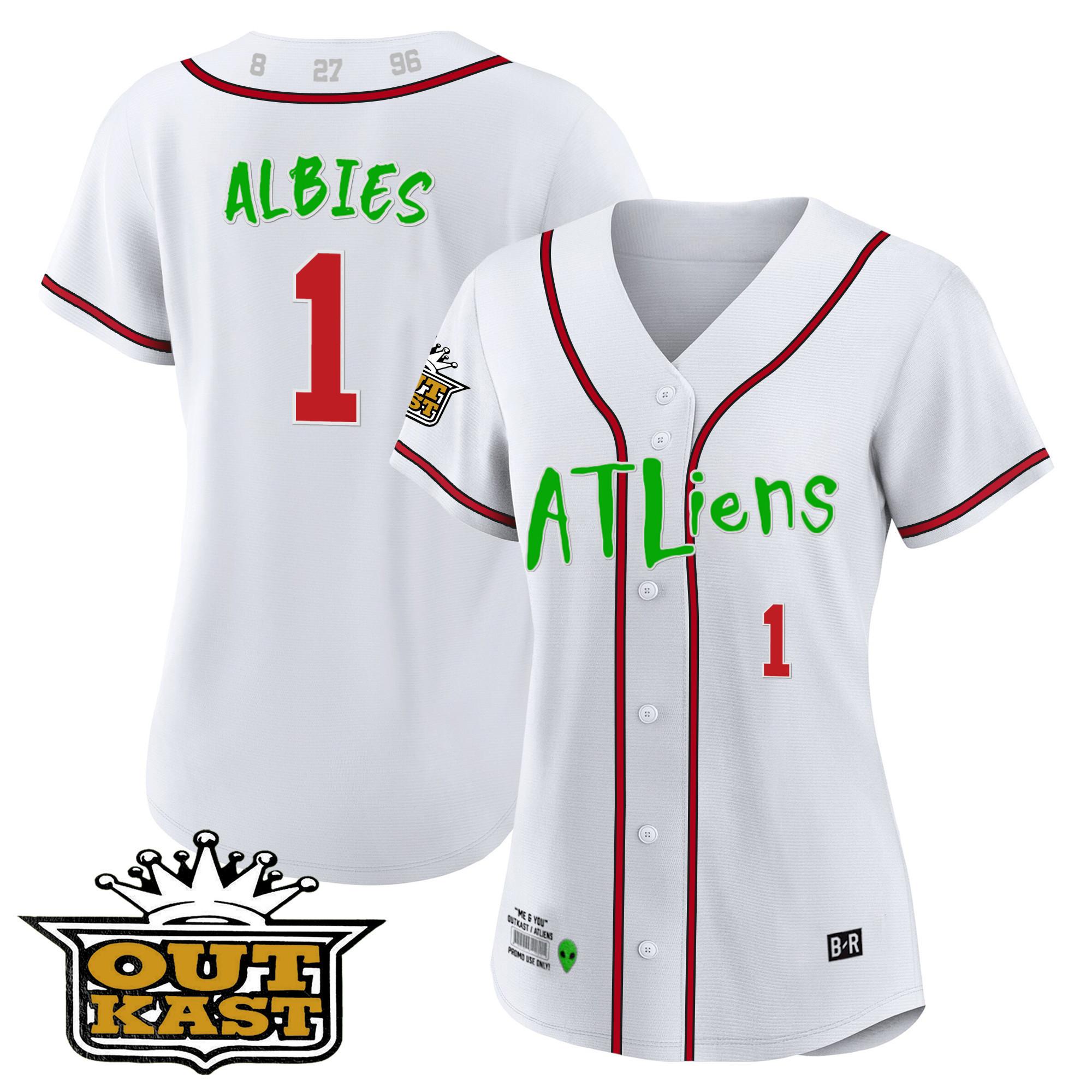 Ozzie Albies Women's Atlanta Braves Atliens White Jersey - All Stitched
