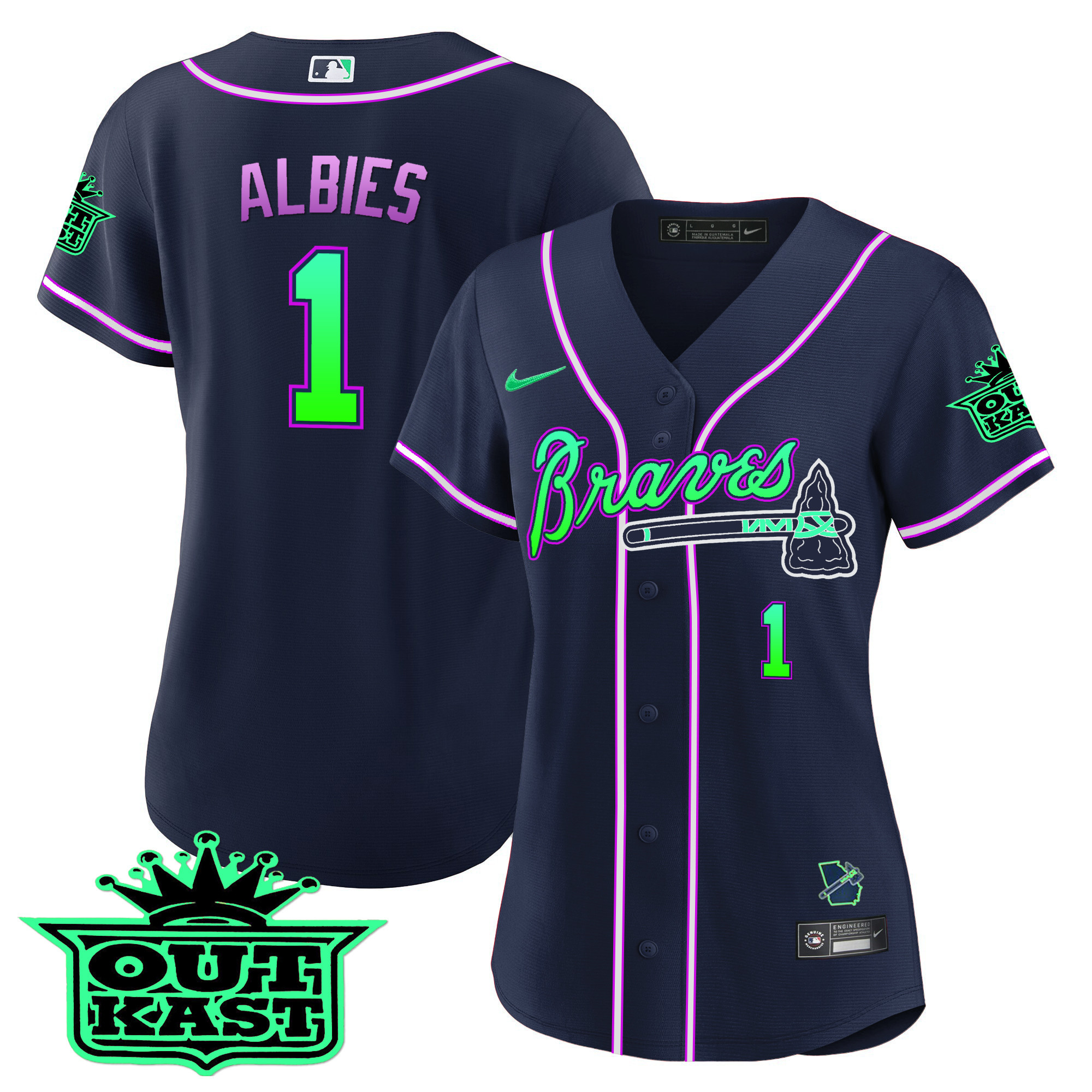 Ozzie Albies Women's Atlanta Braves Outkast Baseball - Galaxy Version Jersey - All Stitched