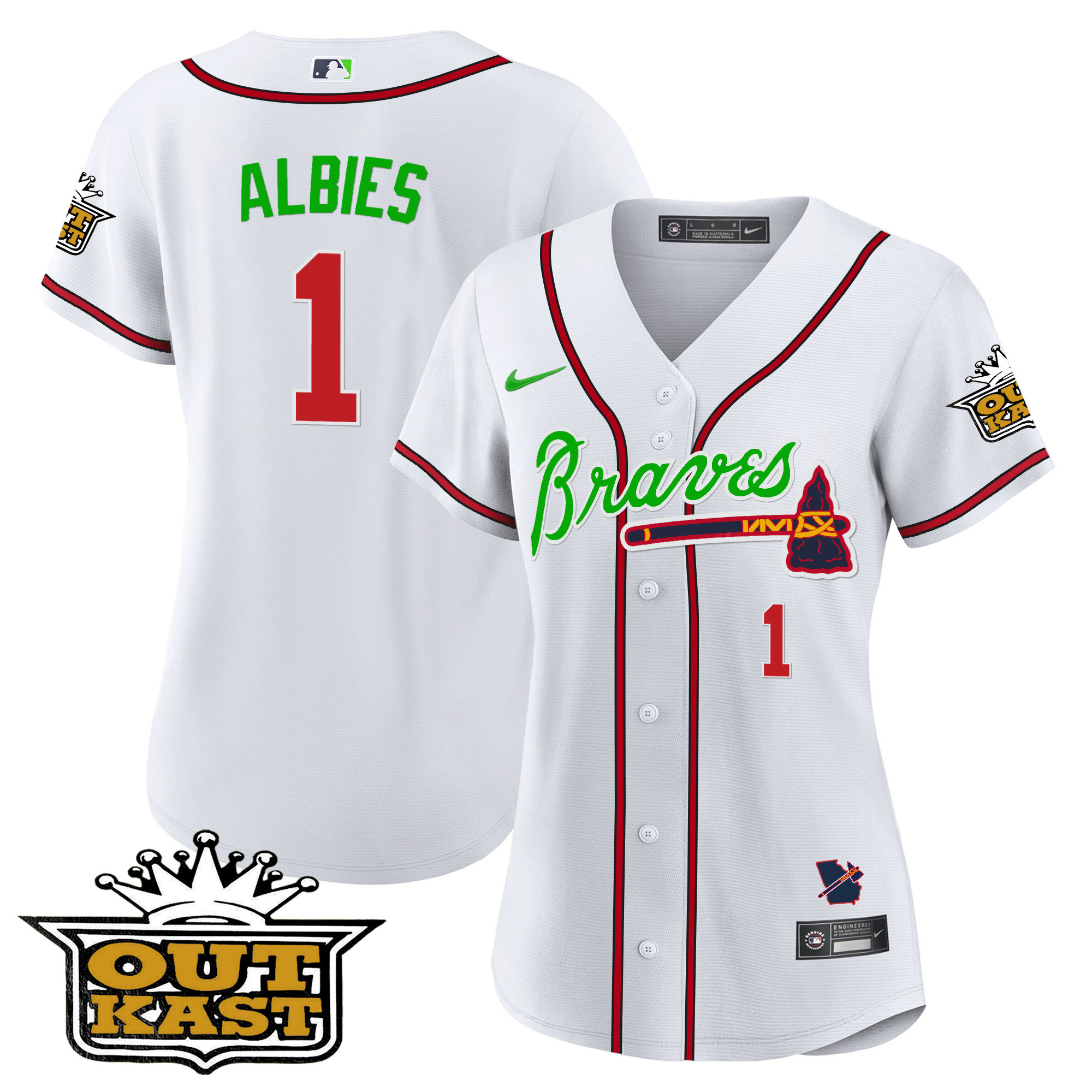 Ozzie Albies Women's Atlanta Braves Outkast Baseball V2 White Jersey - All Stitched