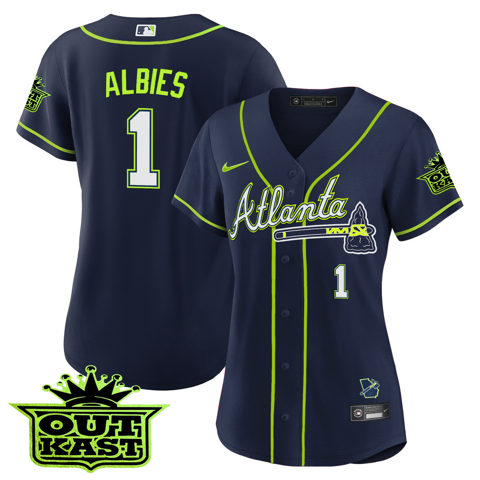 Ozzie Albies Women's Atlanta Braves Outkast Baseball V3 Atliens Jersey - All Stitched