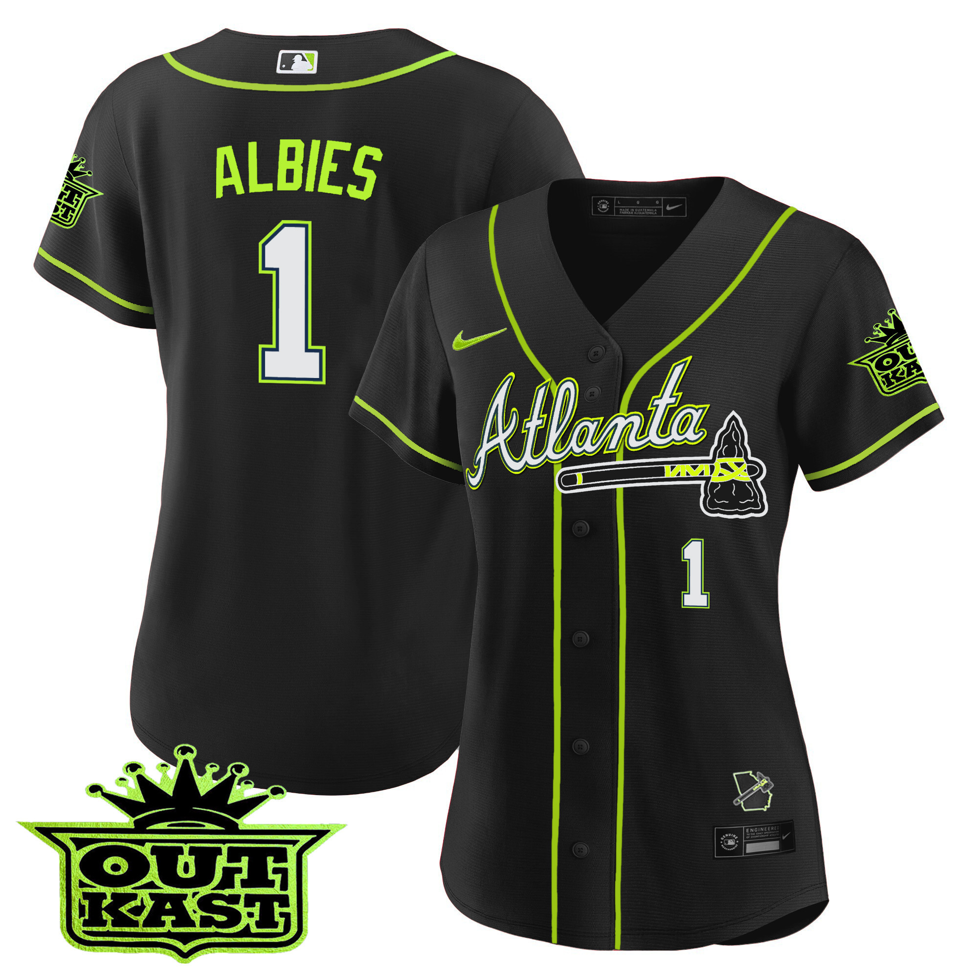 Ozzie Albies Women's Atlanta Braves Outkast Baseball V3 Black Jersey - All Stitched