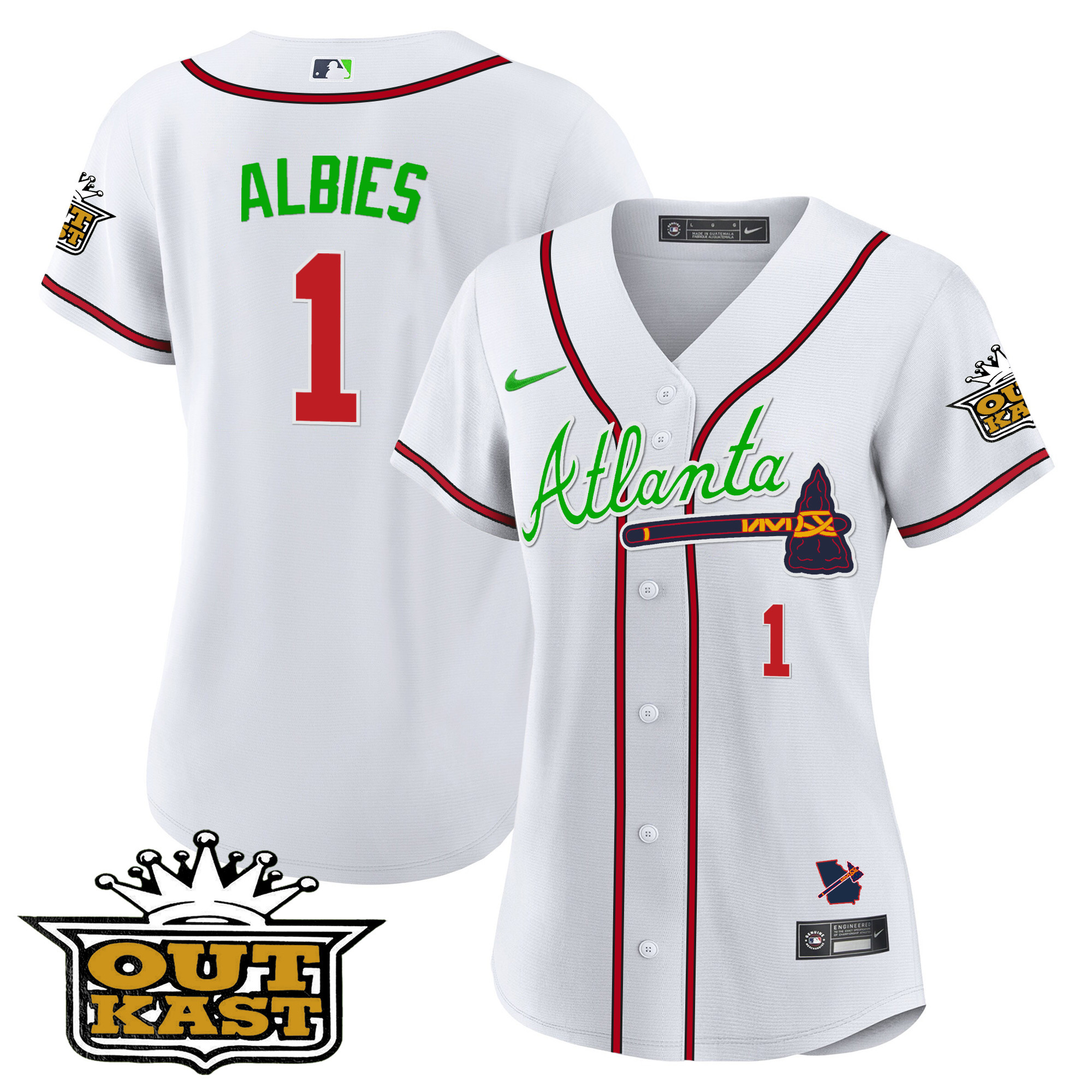 Ozzie Albies Women's Atlanta Braves Outkast Baseball V3 White Jersey - All Stitched