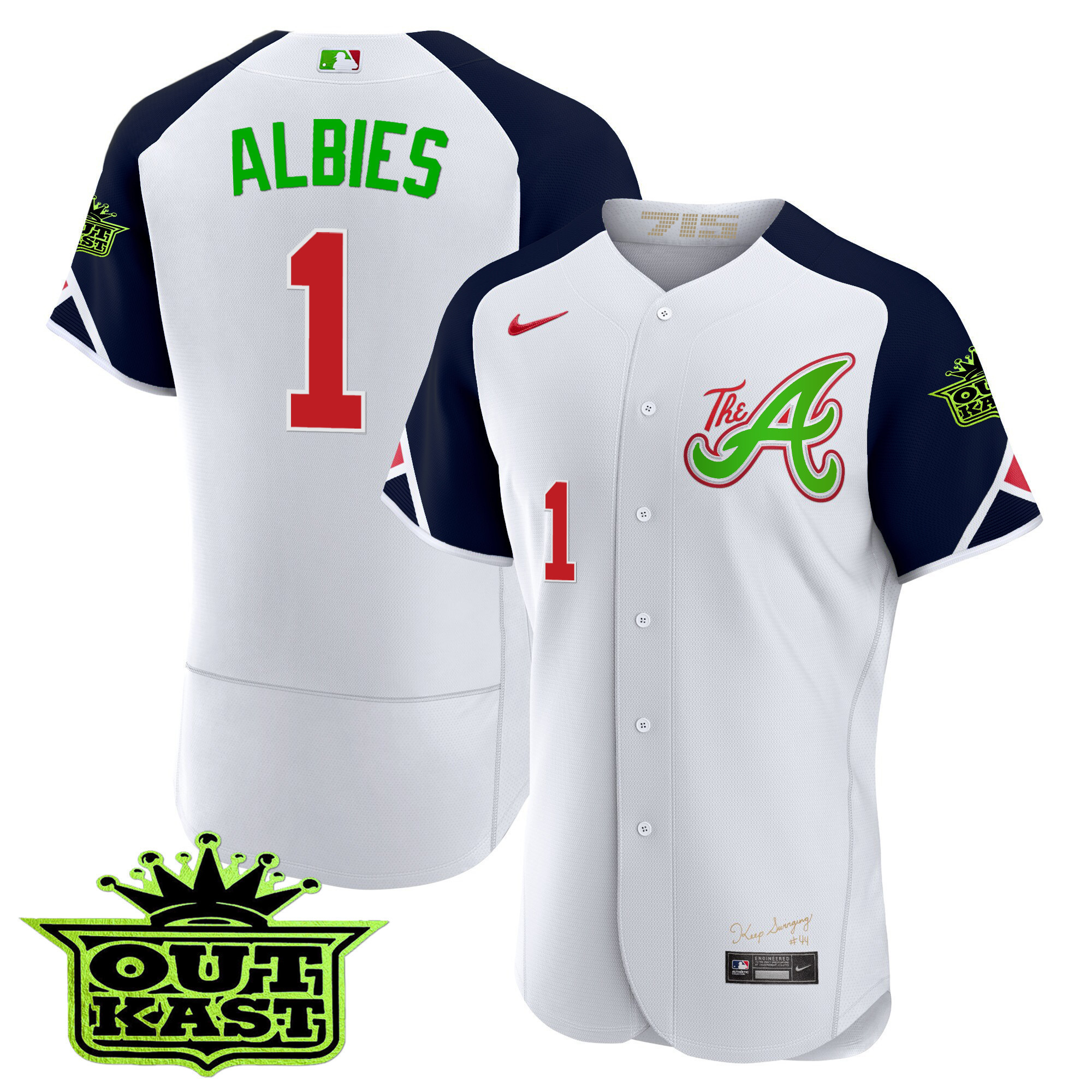 Ozzie Albies Youth's Atlanta Braves Atliens City Connect Flex Base Jersey - All Stitched