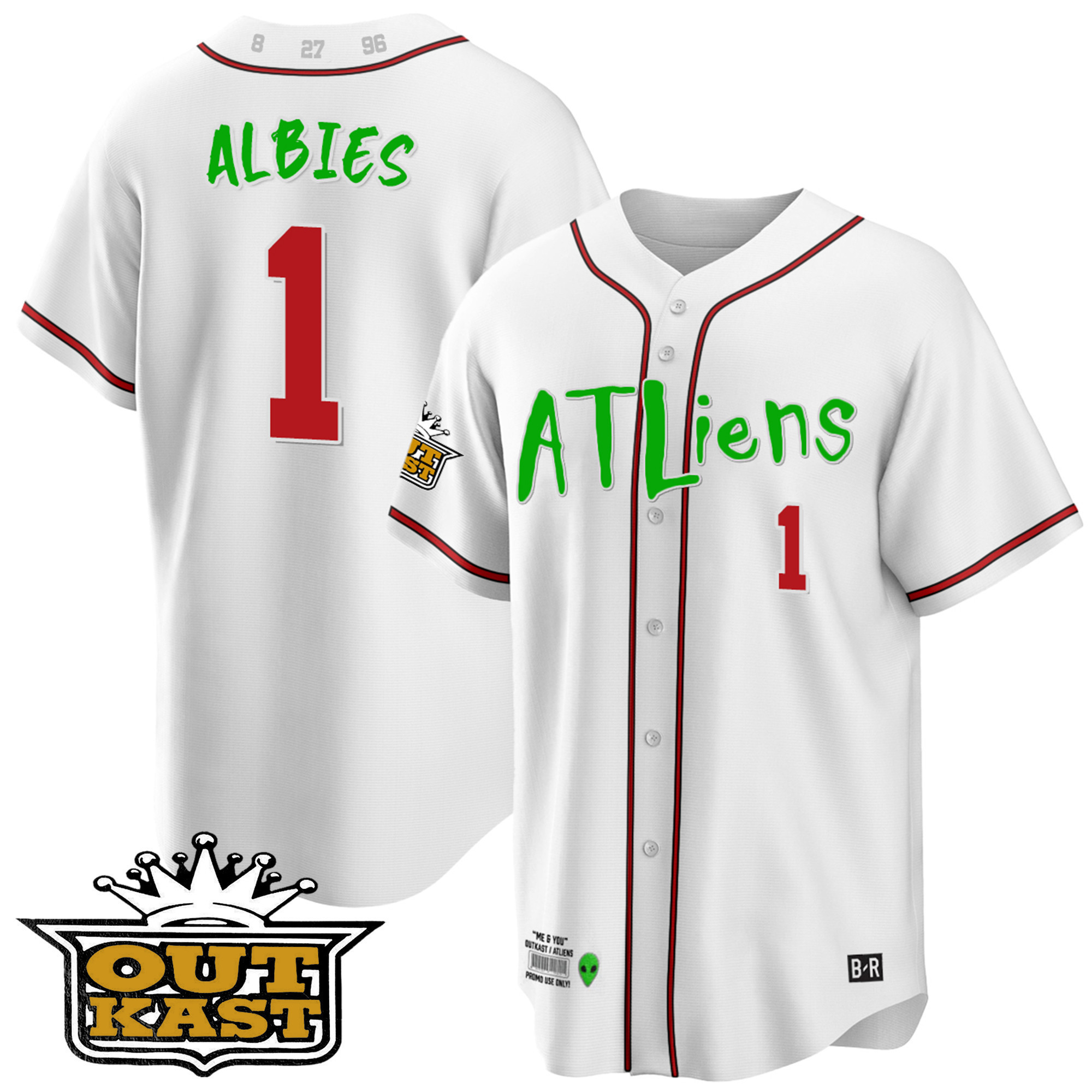 Ozzie Albies Youth's Atlanta Braves Atliens Cool Base White Jersey - All Stitched