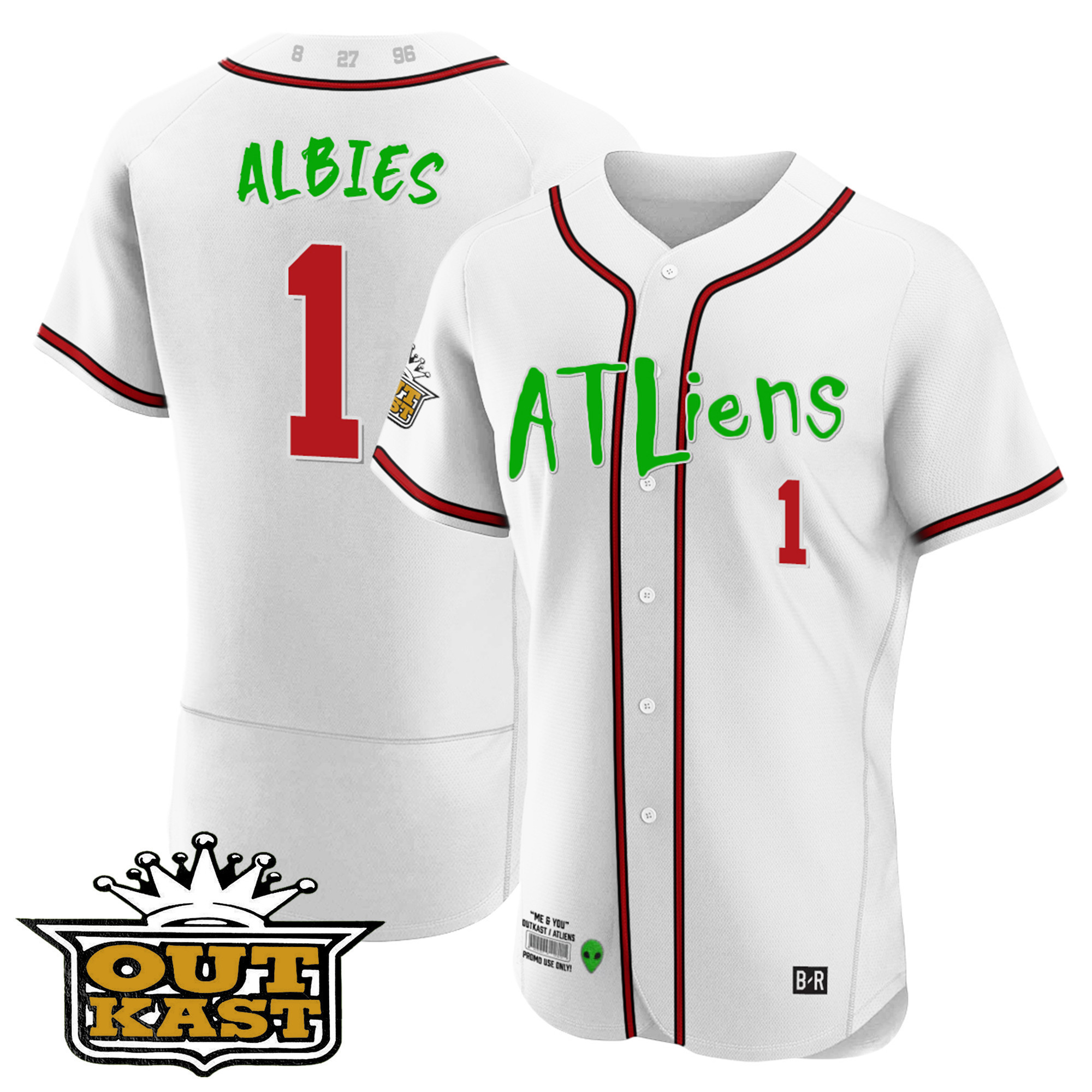 Ozzie Albies Youth's Atlanta Braves Atliens Flex Base White Jersey - All Stitched