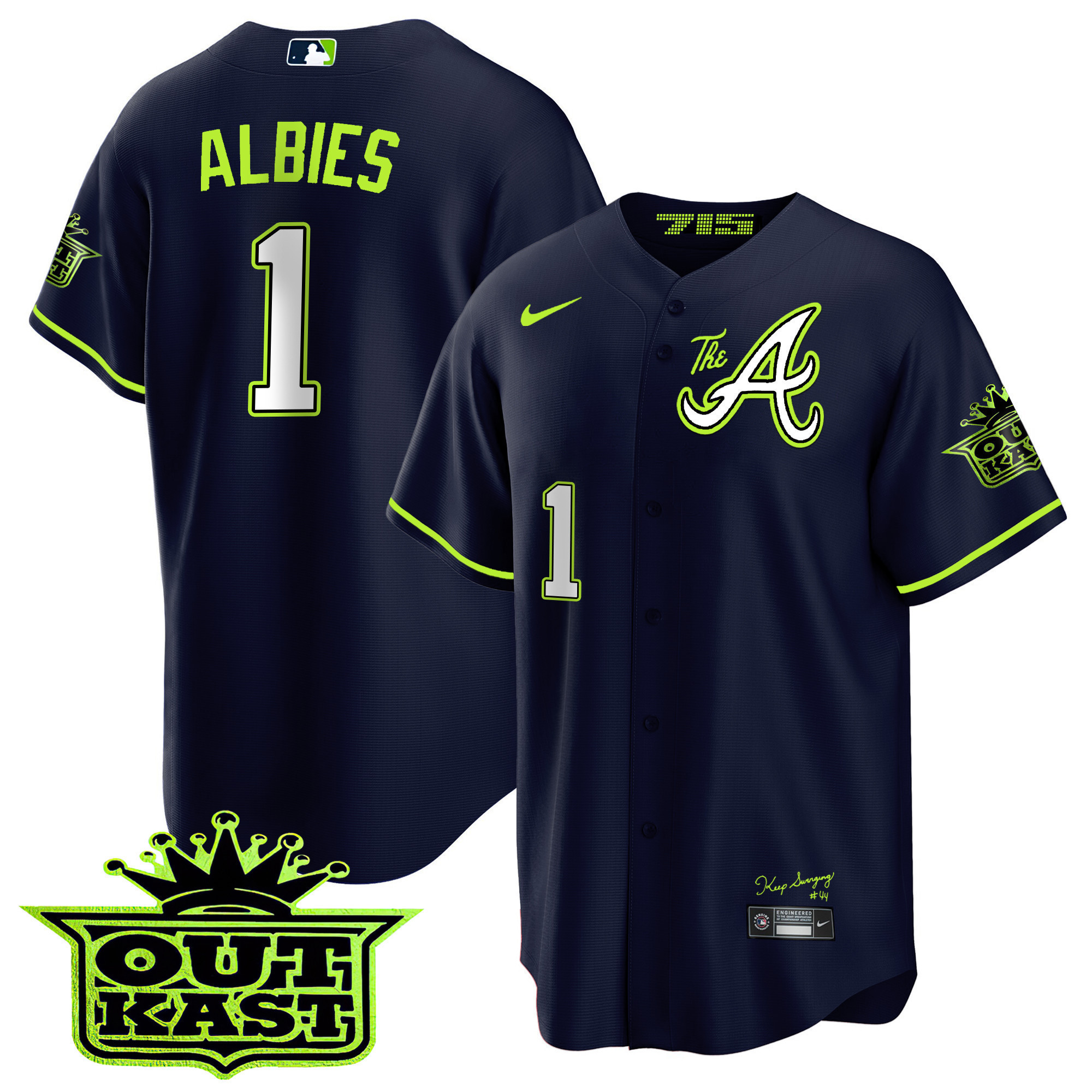 Ozzie Albies Youth's Atlanta Braves Atliens The A Cool Base Jersey - All Stitched