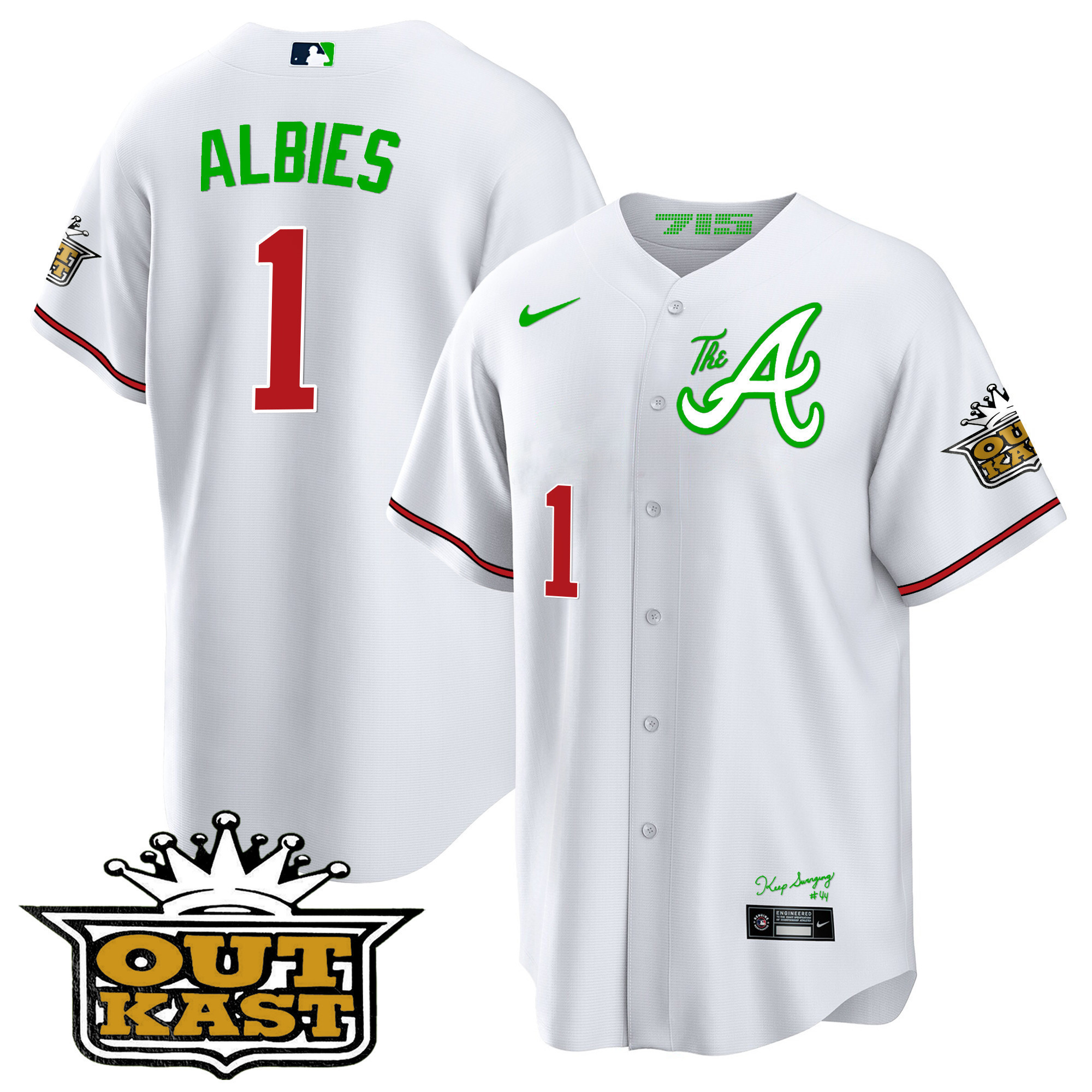 Ozzie Albies Youth's Atlanta Braves Atliens The A Cool Base White Jersey - All Stitched