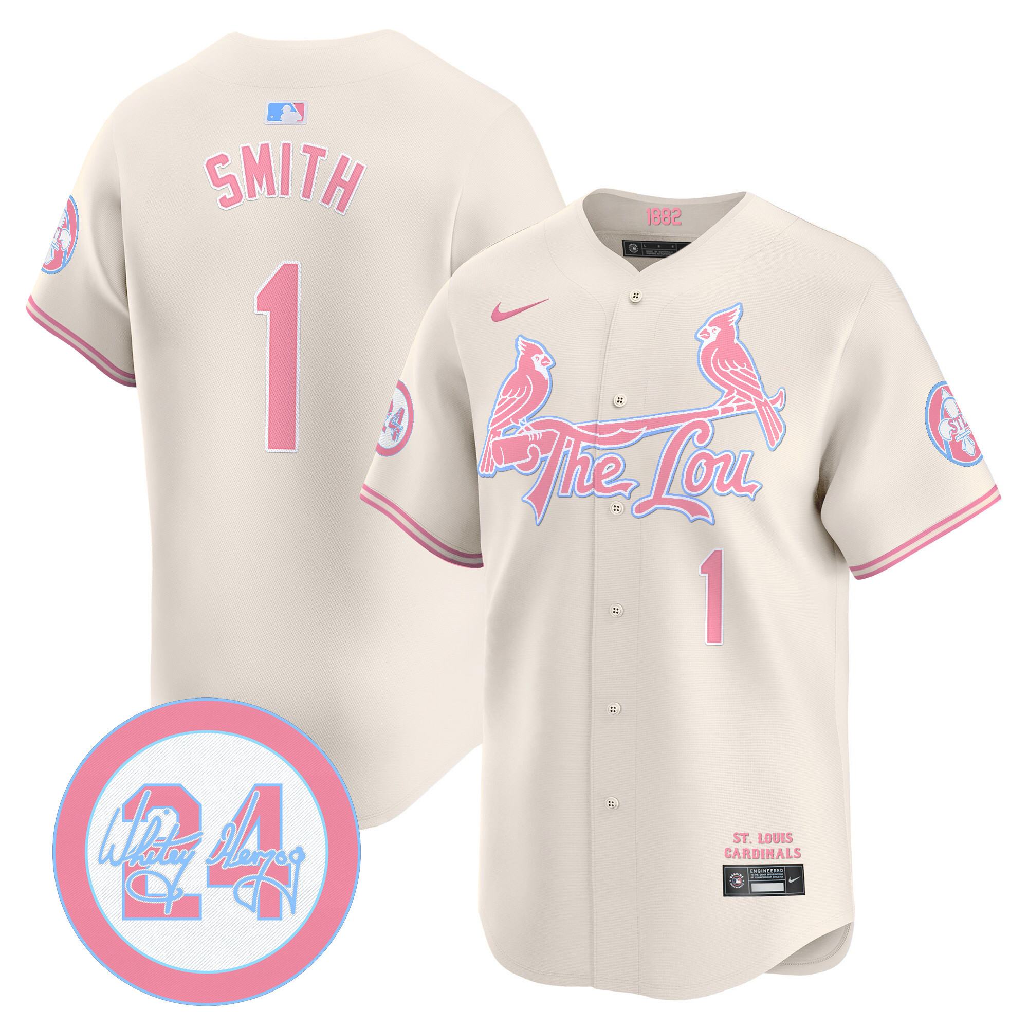 Ozzie SmithUnisex St. Louis Cardinals Bubblegum Pink Vapor Premier Limited Cream Jersey - All Stitched